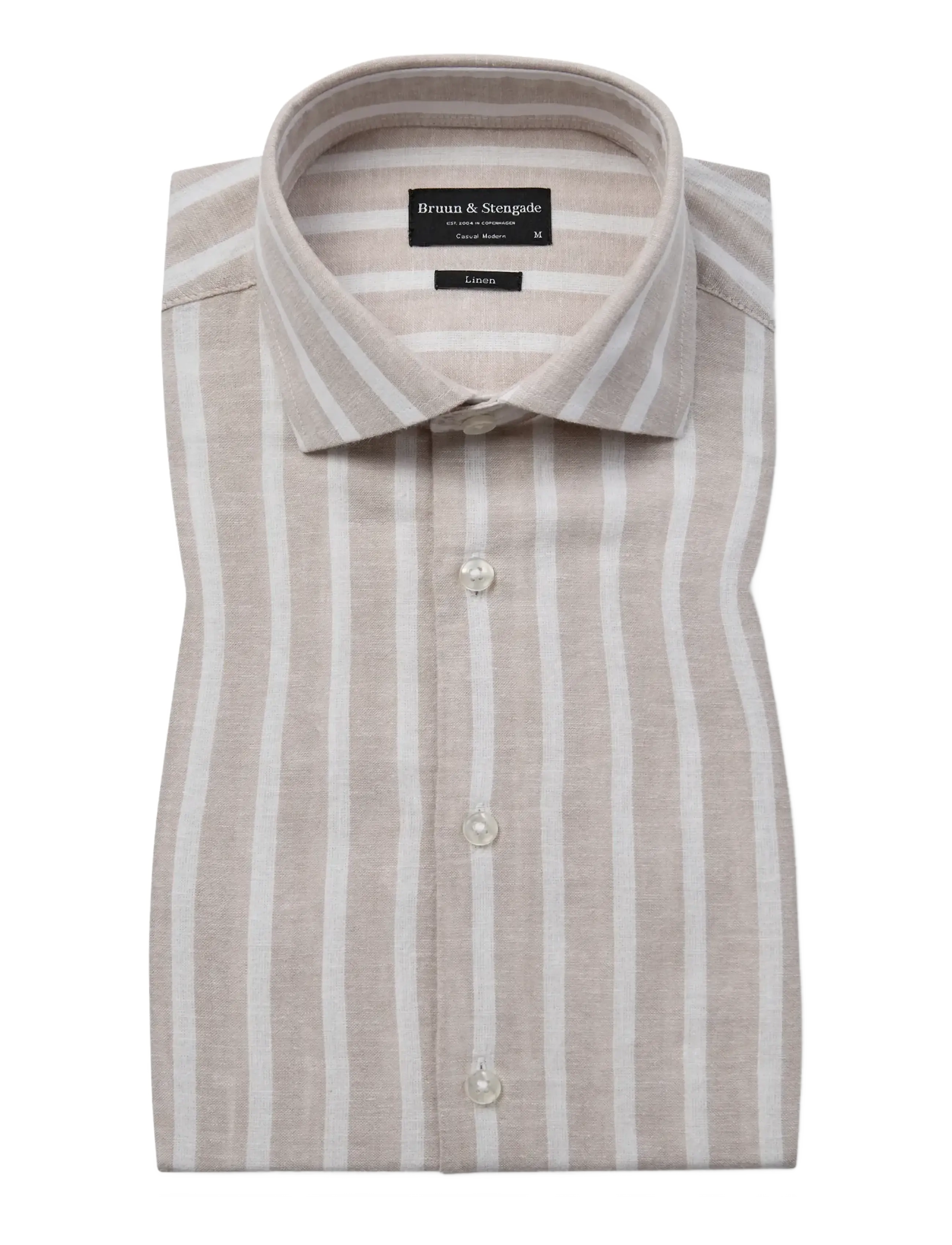 Bruun & Stengade - BS Burgos Casual Modern Fit Shirt - gestreifte hemden - sand/white - 1
