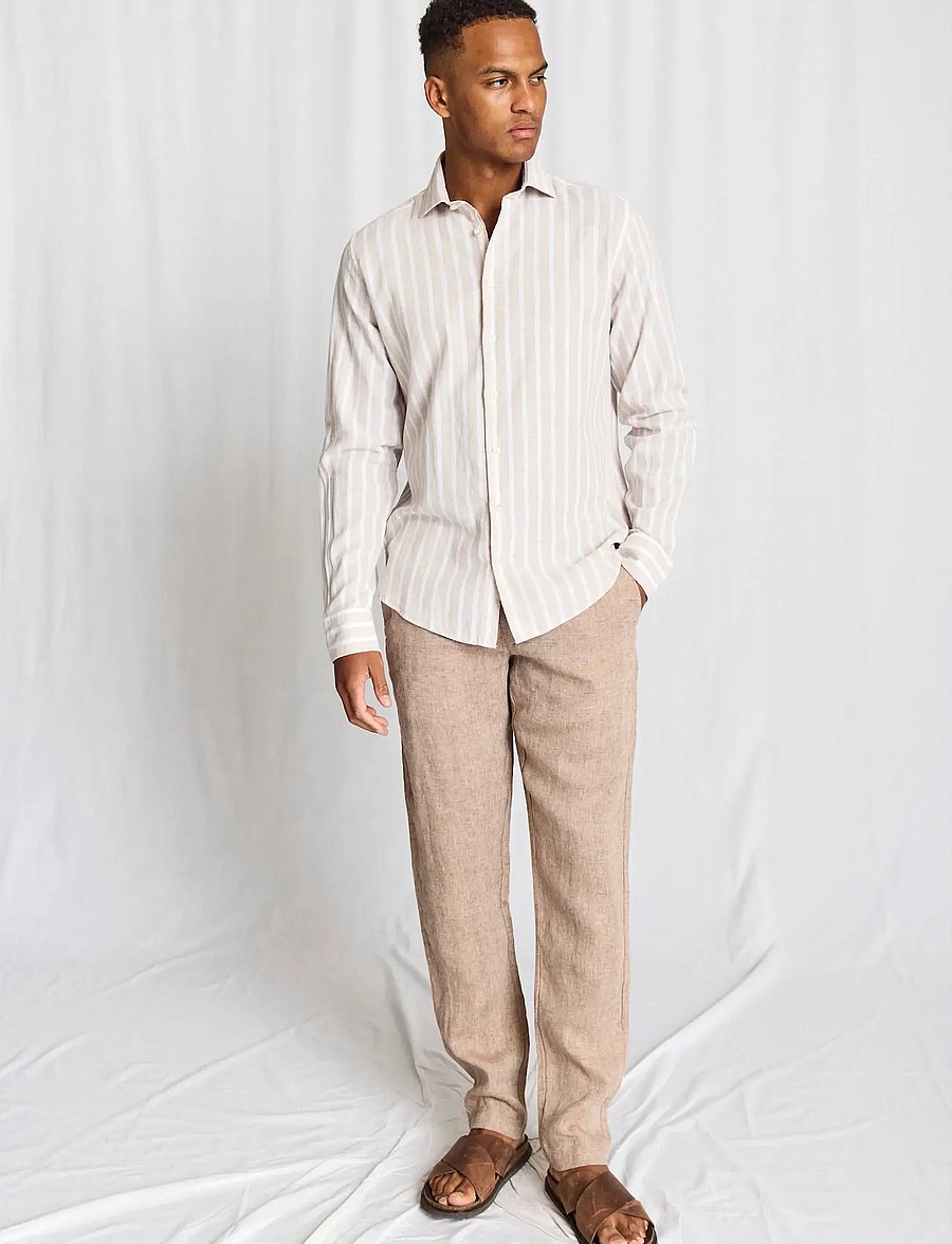 Bruun & Stengade - BS Burgos Casual Modern Fit Shirt - gestreifte hemden - sand/white - 0