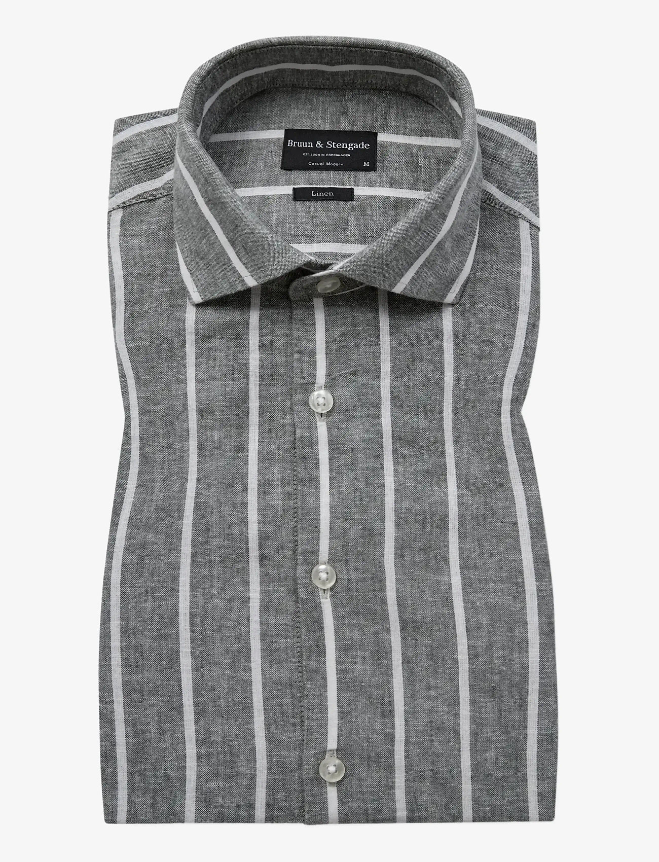 Bruun & Stengade - BS Freitas Casual Modern Fit Shirt - gestreifte hemden - green/white - 1