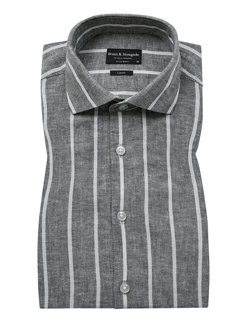 Bruun & Stengade - BS Freitas Casual Modern Fit Shirt - gestreifte hemden - green/white - 1