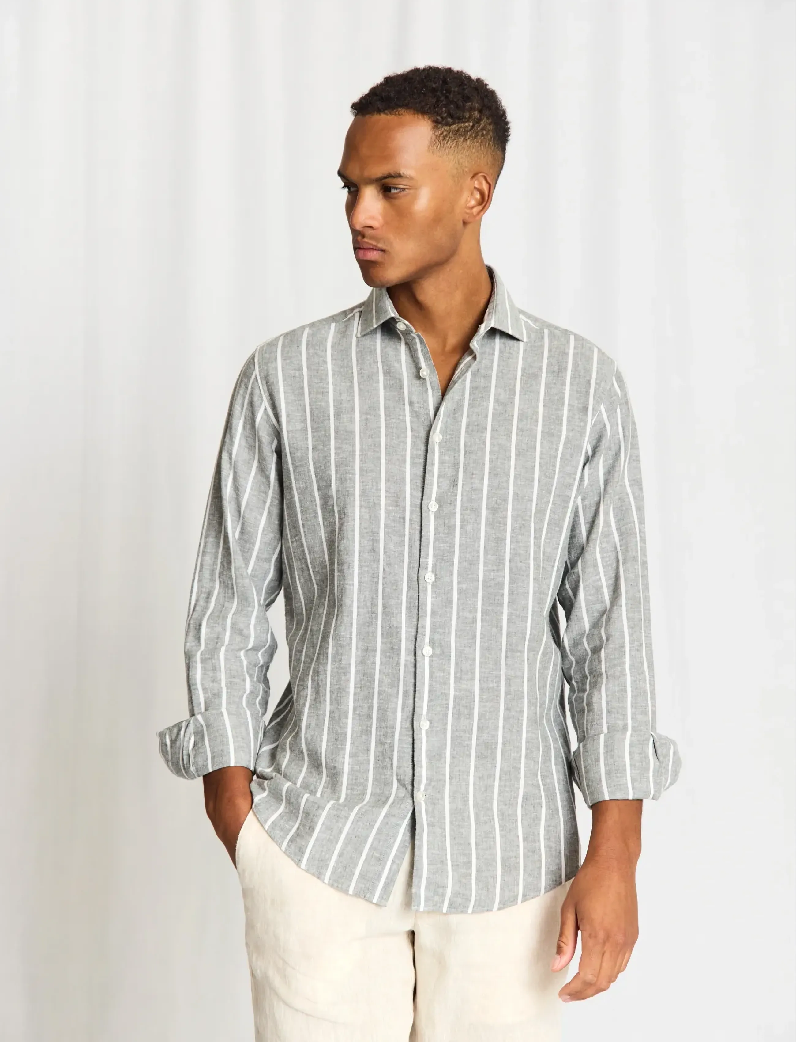 Bruun & Stengade - BS Freitas Casual Modern Fit Shirt - chemises à rayures - green/white - 2