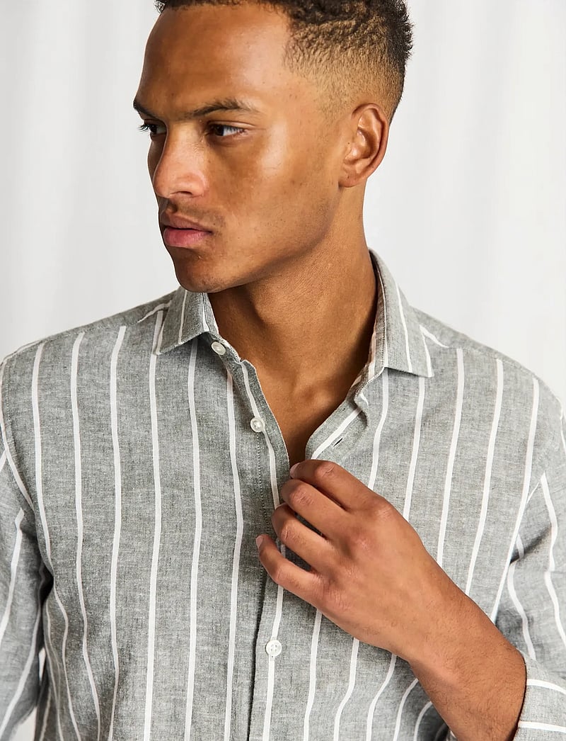 Bruun & Stengade - BS Freitas Casual Modern Fit Shirt - gestreifte hemden - green/white - 4