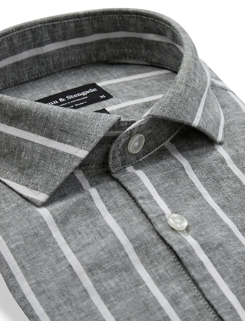 Bruun & Stengade - BS Freitas Casual Modern Fit Shirt - gestreifte hemden - green/white - 5