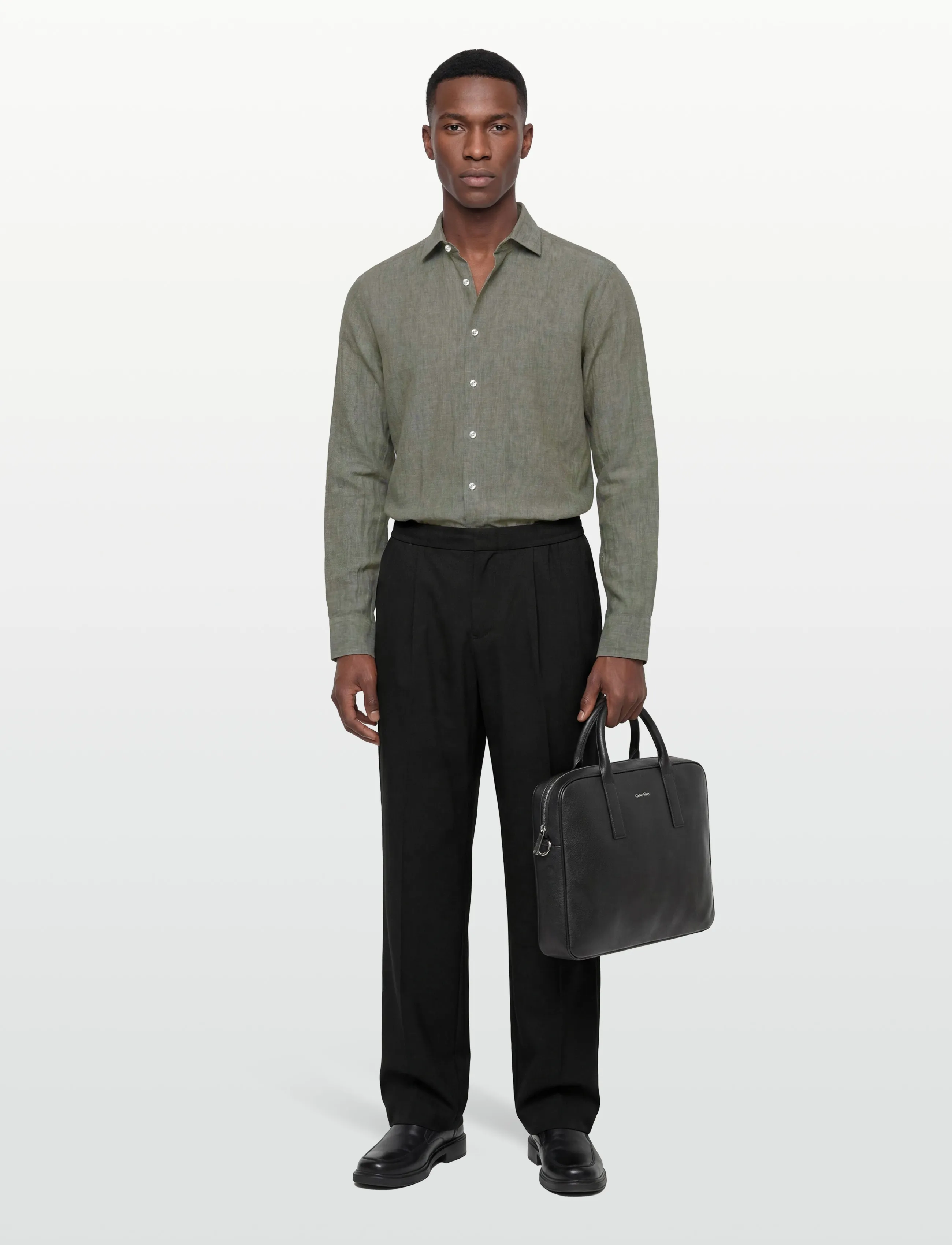 Bruun & Stengade Bs Tahaka Casual Modern Fit Shirt, Mænd, Casual Skjorte, Kakigrøn, Str: XXL