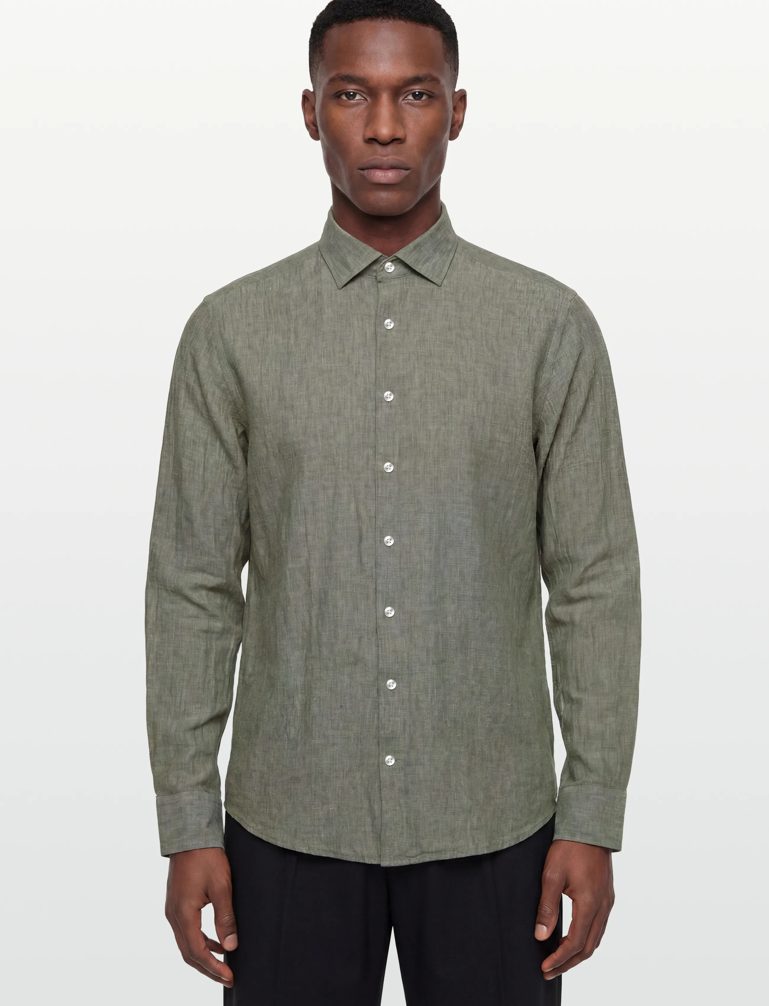 Bruun & Stengade - BS Tahaka Casual Modern Fit Shirt - hørskjorter - green - 3