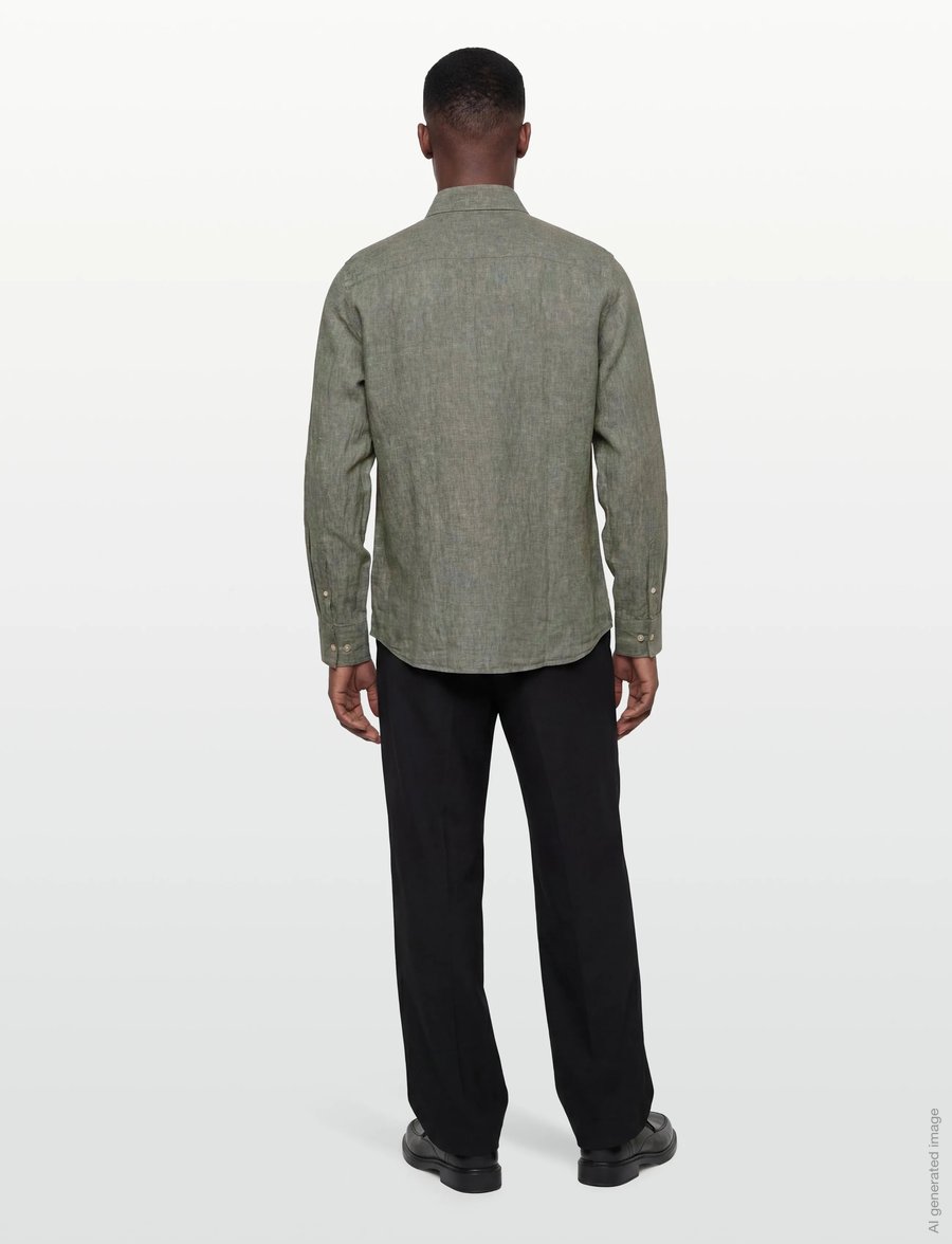 Bruun & Stengade - BS Tahaka Casual Modern Fit Shirt - chemises de lin - green - 4