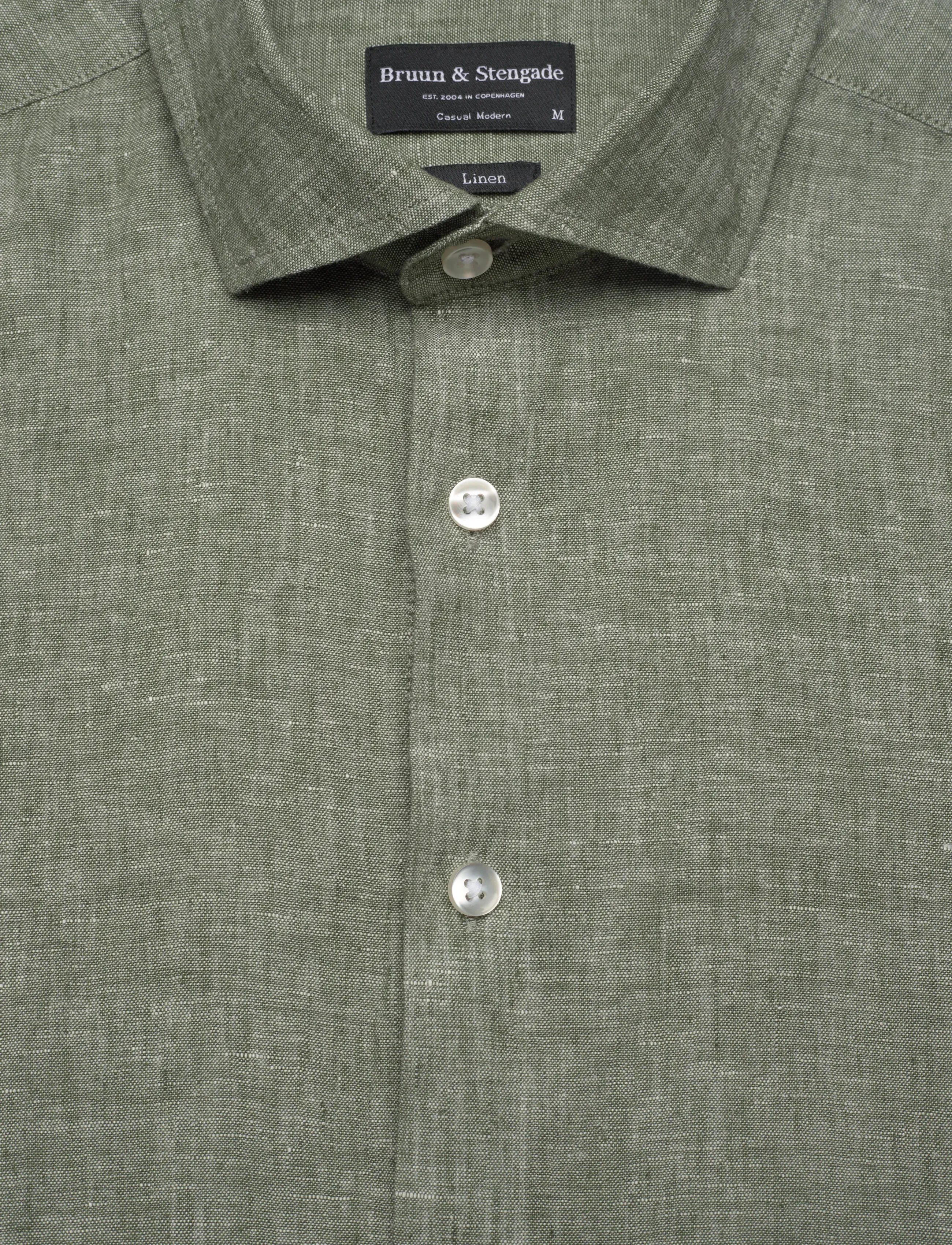 Bruun & Stengade - BS Tahaka Casual Modern Fit Shirt - hørskjorter - green - 5