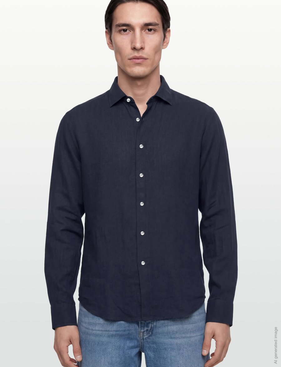 Bruun & Stengade - BS Tahaka Casual Modern Fit Shirt - leinenhemden - navy - 3