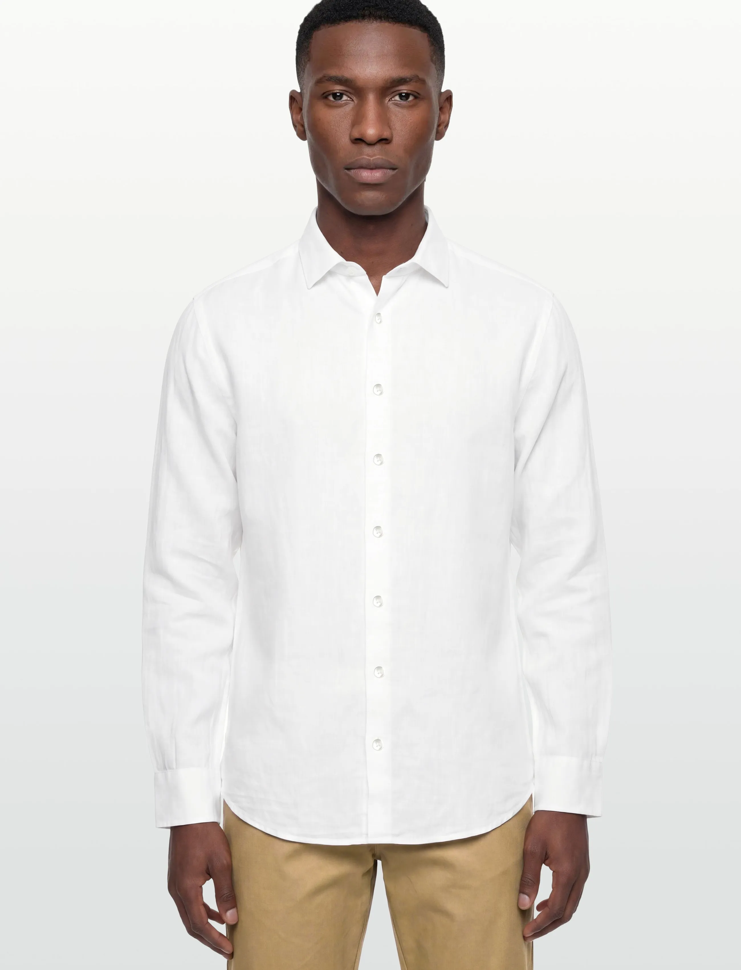 Bruun & Stengade - BS Tahaka Casual Modern Fit Shirt - hørskjorter - white - 3