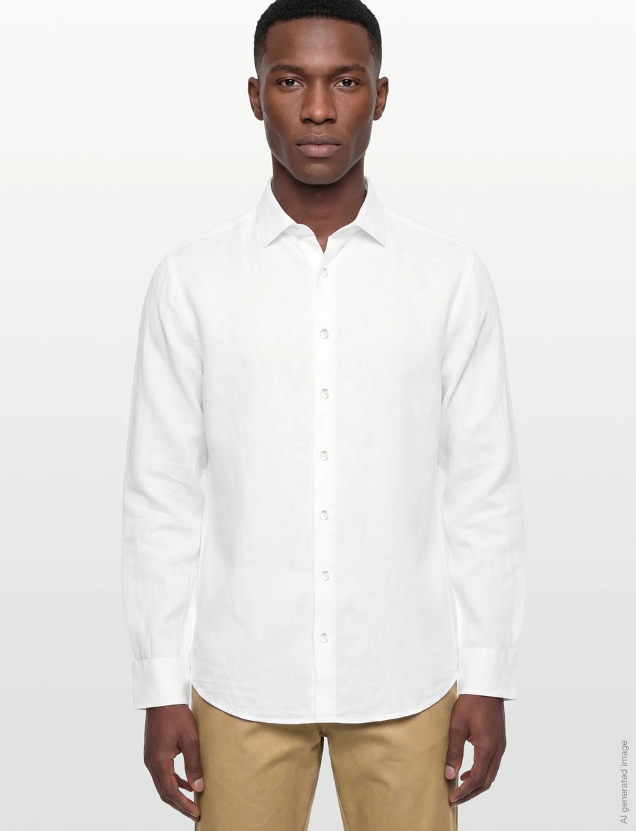 Bruun & Stengade - BS Tahaka Casual Modern Fit Shirt - chemises de lin - white - 3