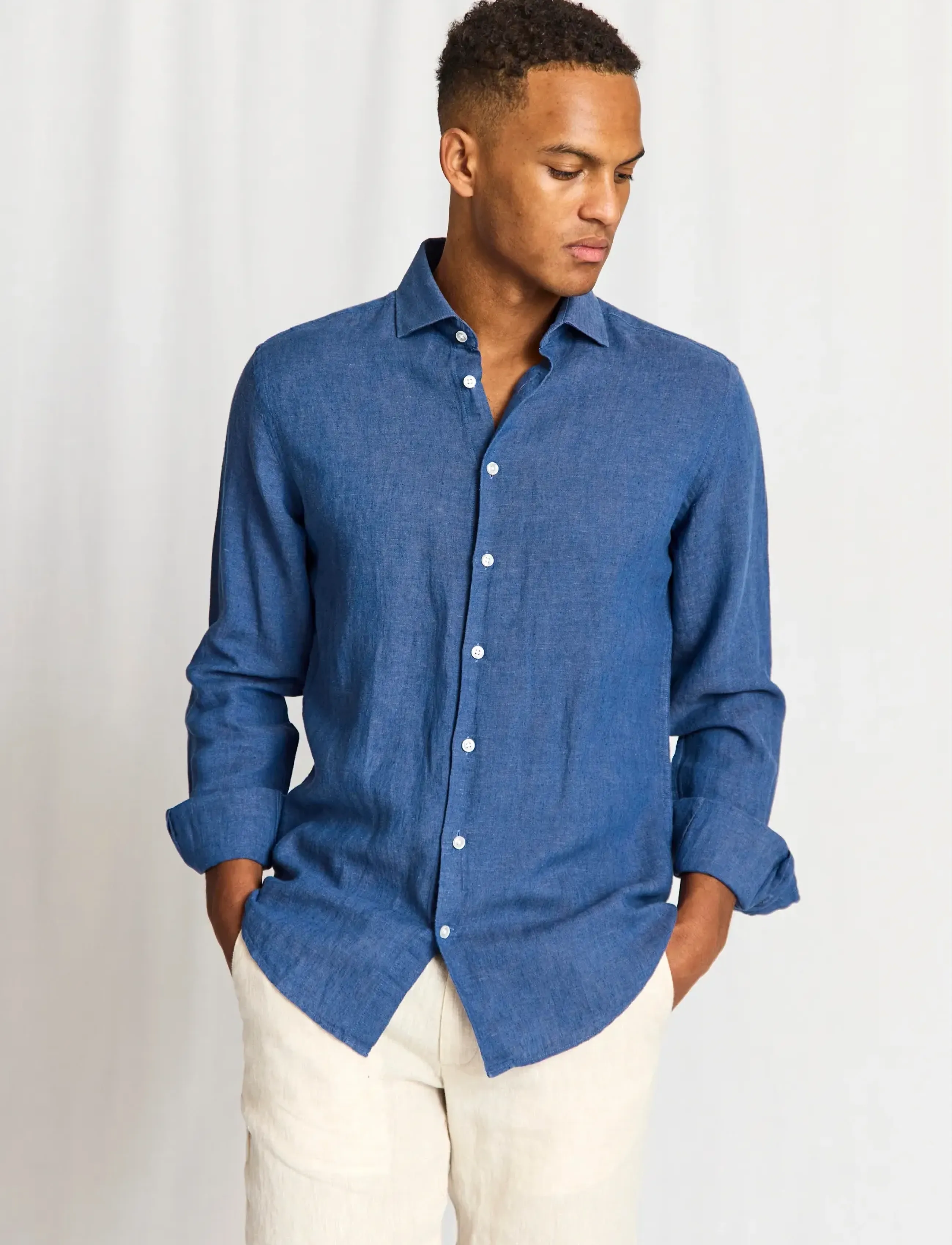 Bruun & Stengade BS Tahaka Casual Modern Fit Shirt - Leinenhemden - BLUE / blue