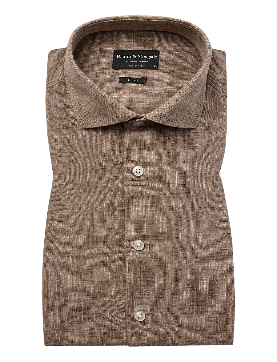 Bruun & Stengade - BS Tahaka Casual Modern Fit Shirt - leinenhemden - brown - 1