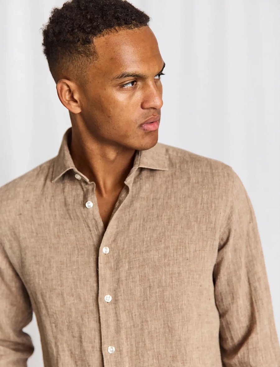 Bruun & Stengade - BS Tahaka Casual Modern Fit Shirt - leinenhemden - brown - 2
