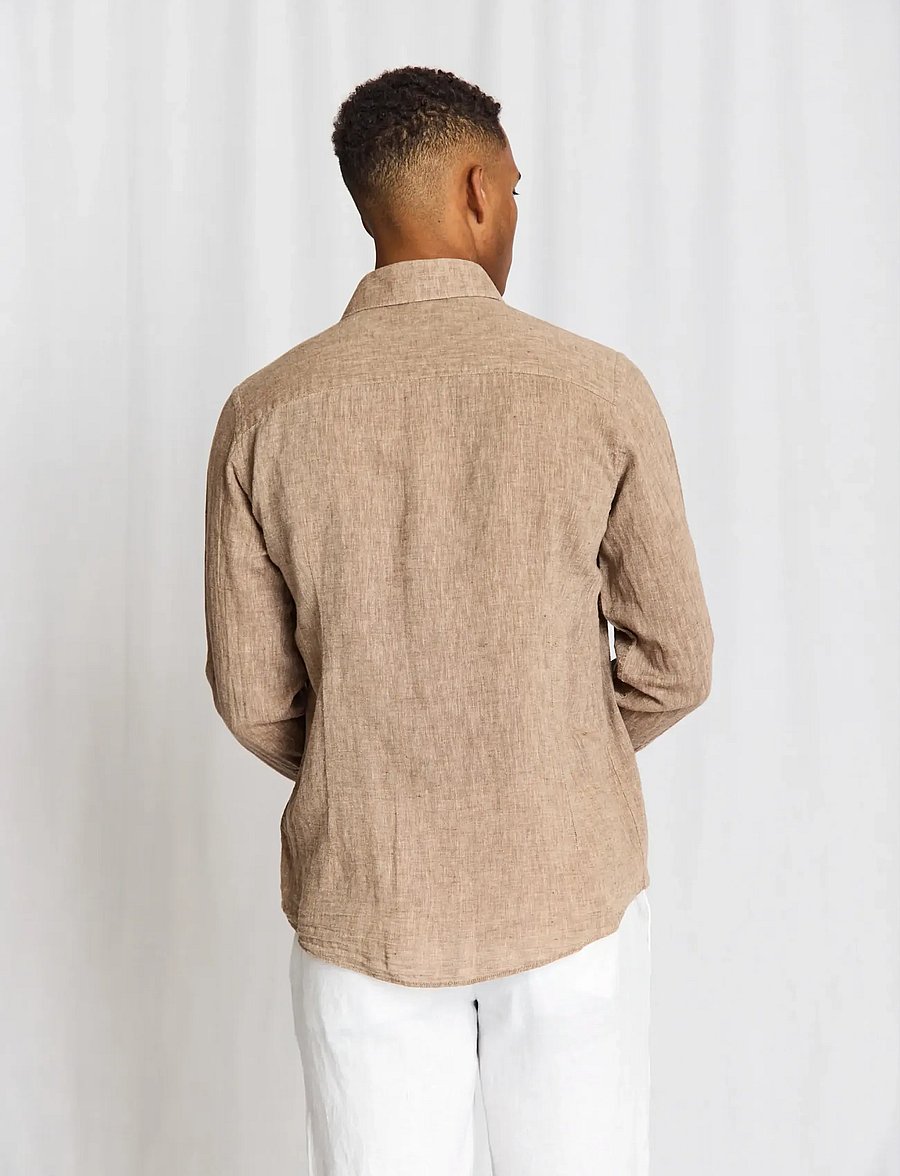 Bruun & Stengade - BS Tahaka Casual Modern Fit Shirt - leinenhemden - brown - 4