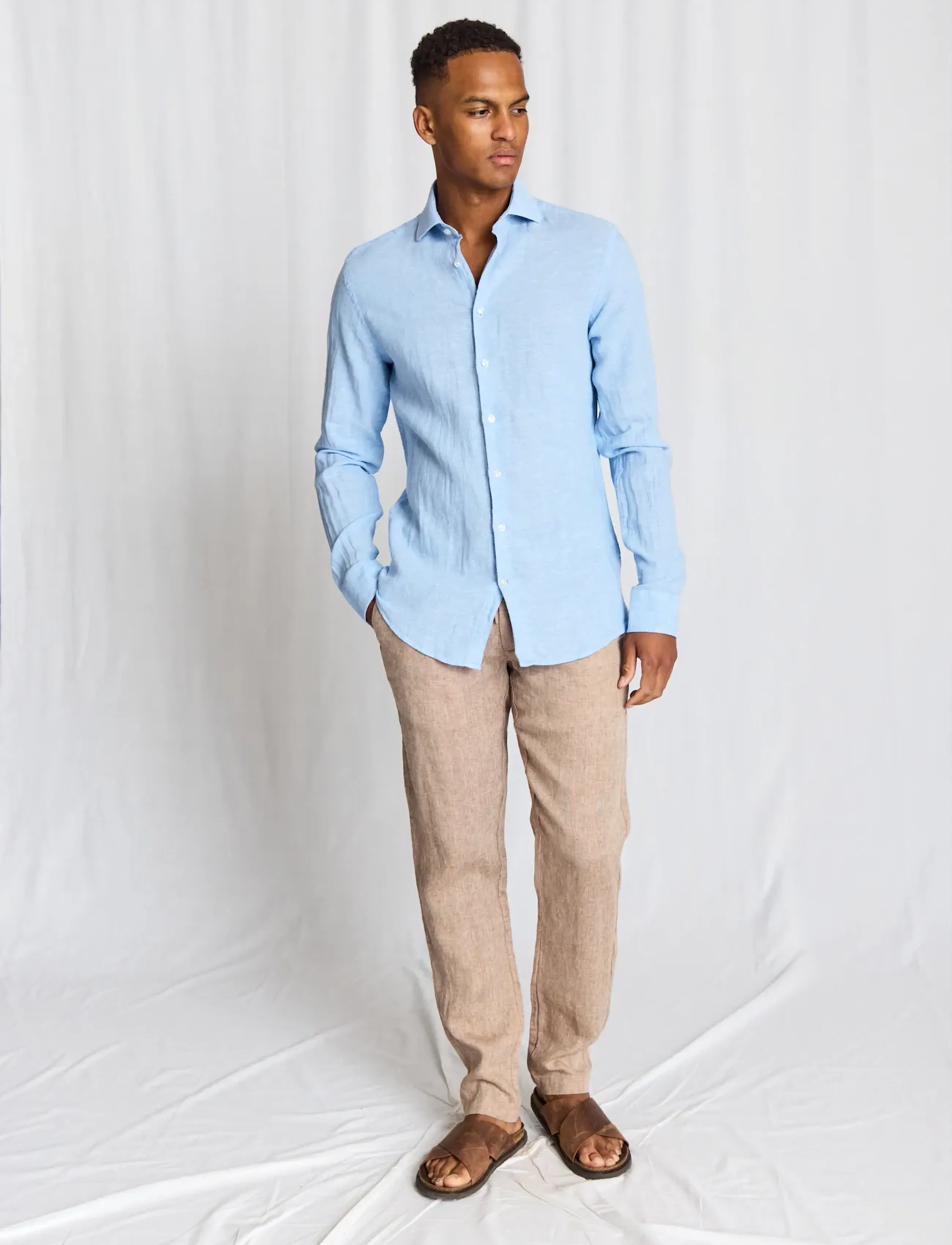 Bruun & Stengade BS Tahaka Casual Modern Fit Shirt - Tøj - LIGHT BLUE / blue