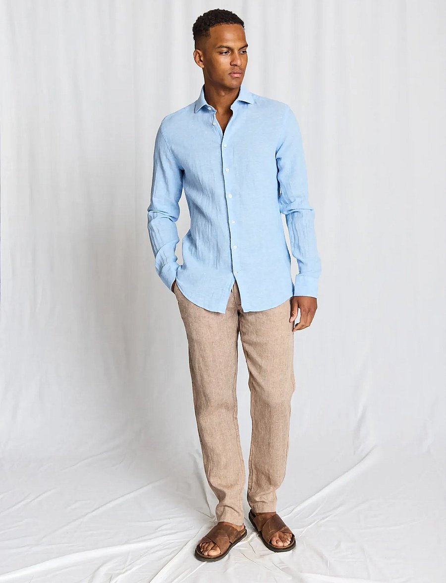 Bruun & Stengade - BS Tahaka Casual Modern Fit Shirt - leinenhemden - light blue - 0