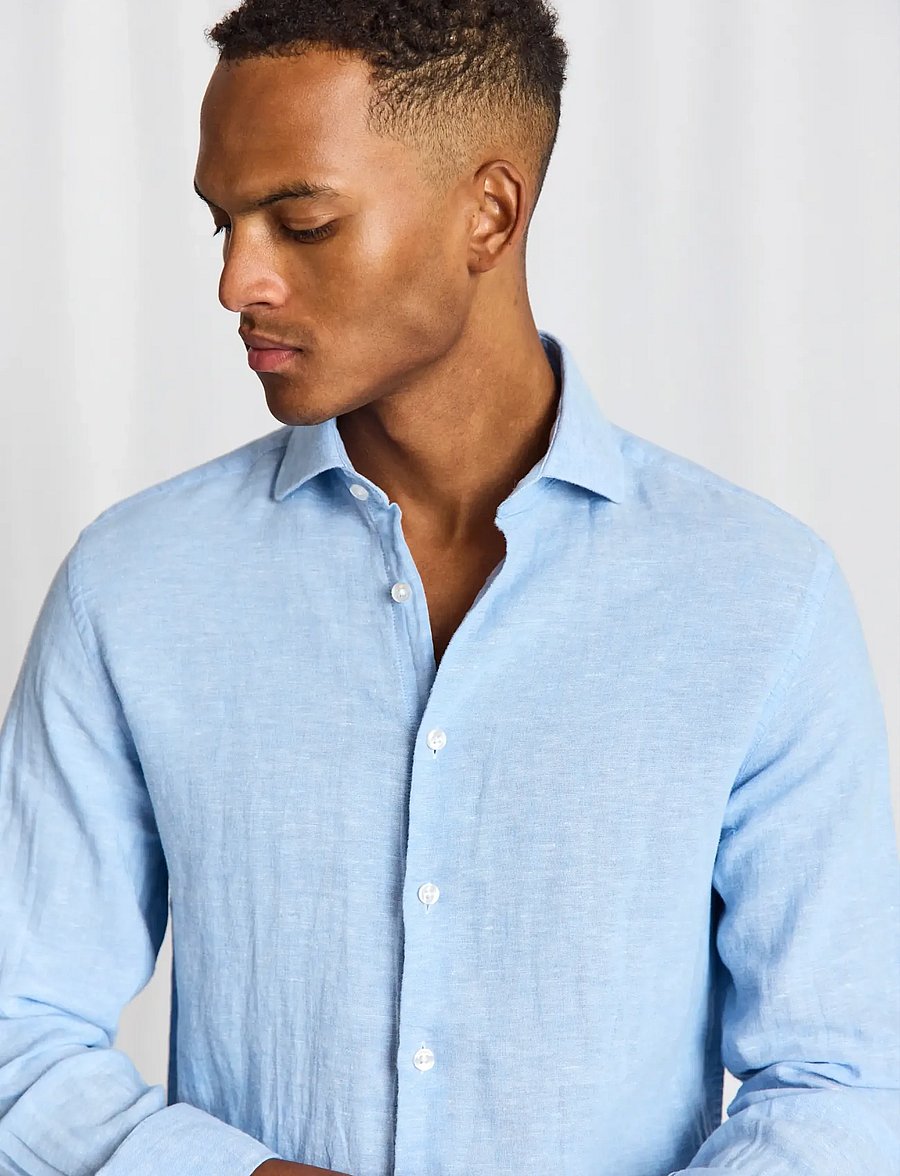 Bruun & Stengade - BS Tahaka Casual Modern Fit Shirt - leinenhemden - light blue - 3