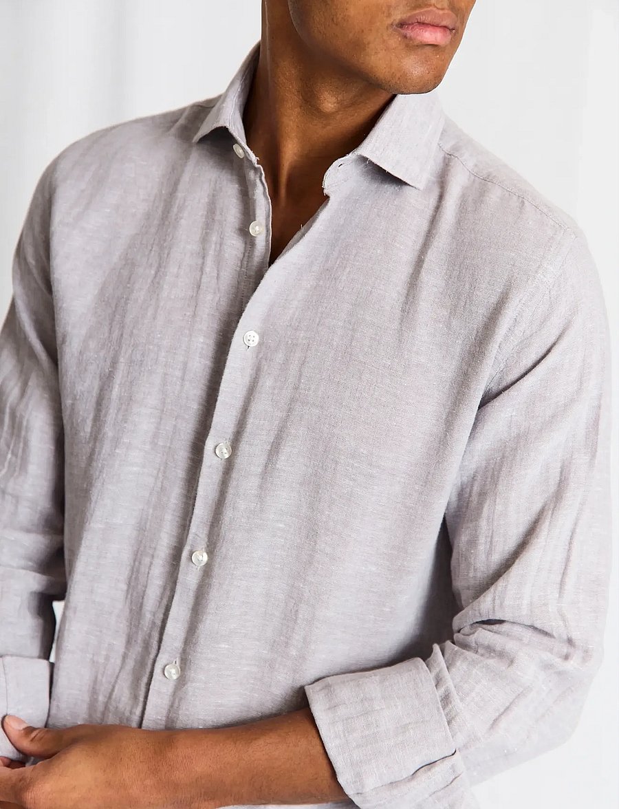 Bruun & Stengade - BS Tahaka Casual Modern Fit Shirt - leinenhemden - light grey - 2