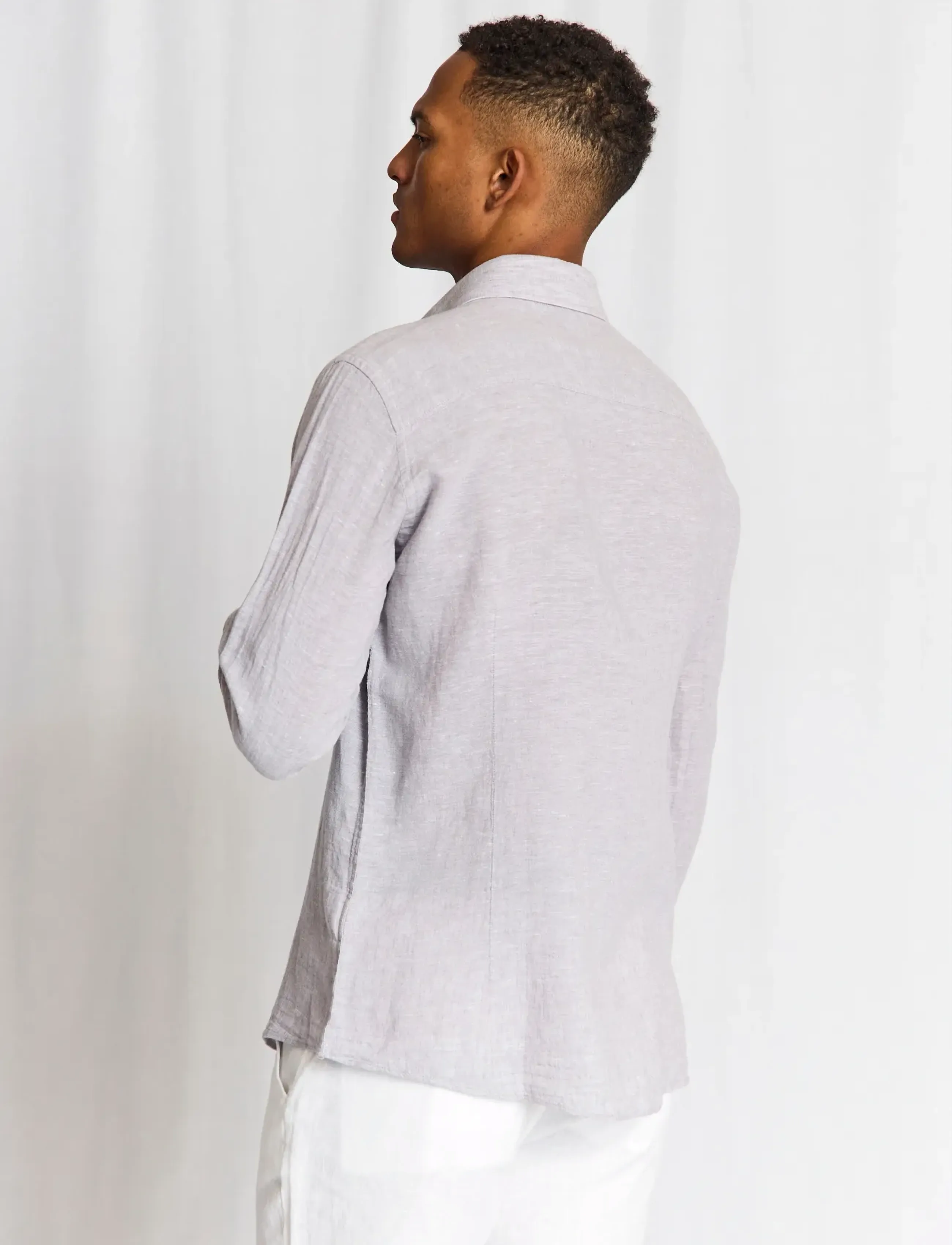 Bruun & Stengade - BS Tahaka Casual Modern Fit Shirt - hørskjorter - light grey - 3
