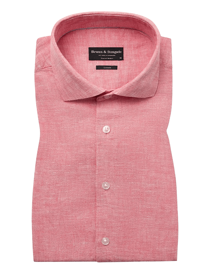 Bruun & Stengade - BS Tahaka Casual Modern Fit Shirt - hørskjorter - pink - 1