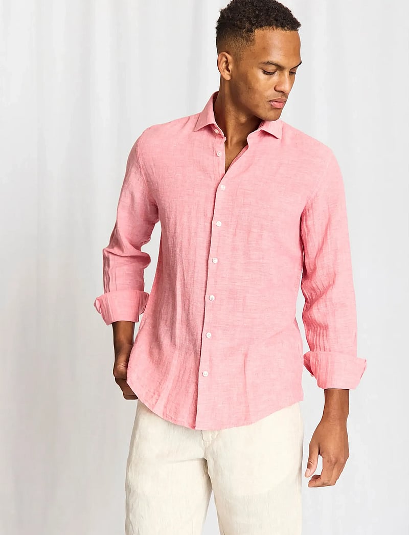 Bruun & Stengade - BS Tahaka Casual Modern Fit Shirt - hørskjorter - pink - 0
