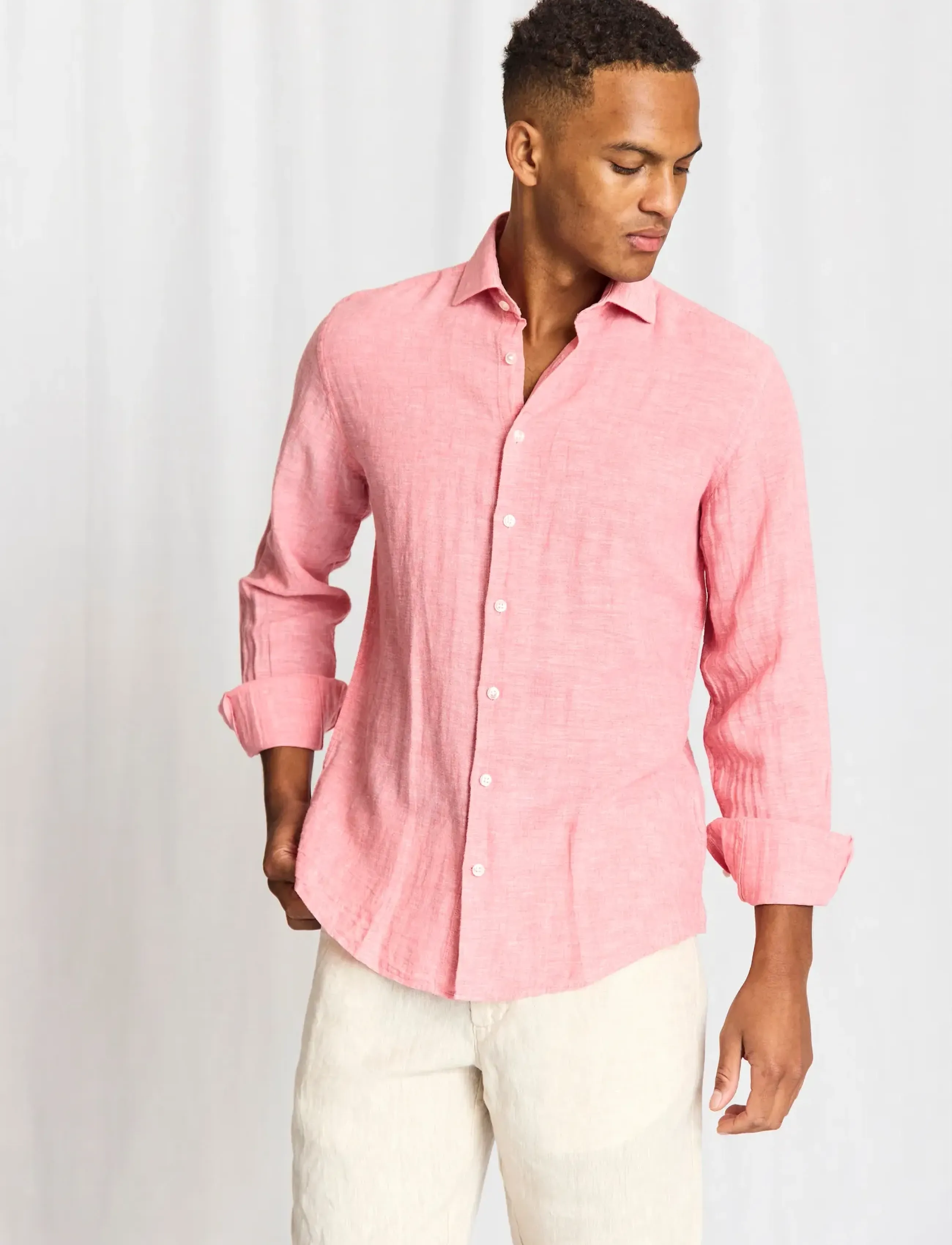 Bruun & Stengade BS Tahaka Casual Modern Fit Shirt - Tøj - PINK / pink/rose