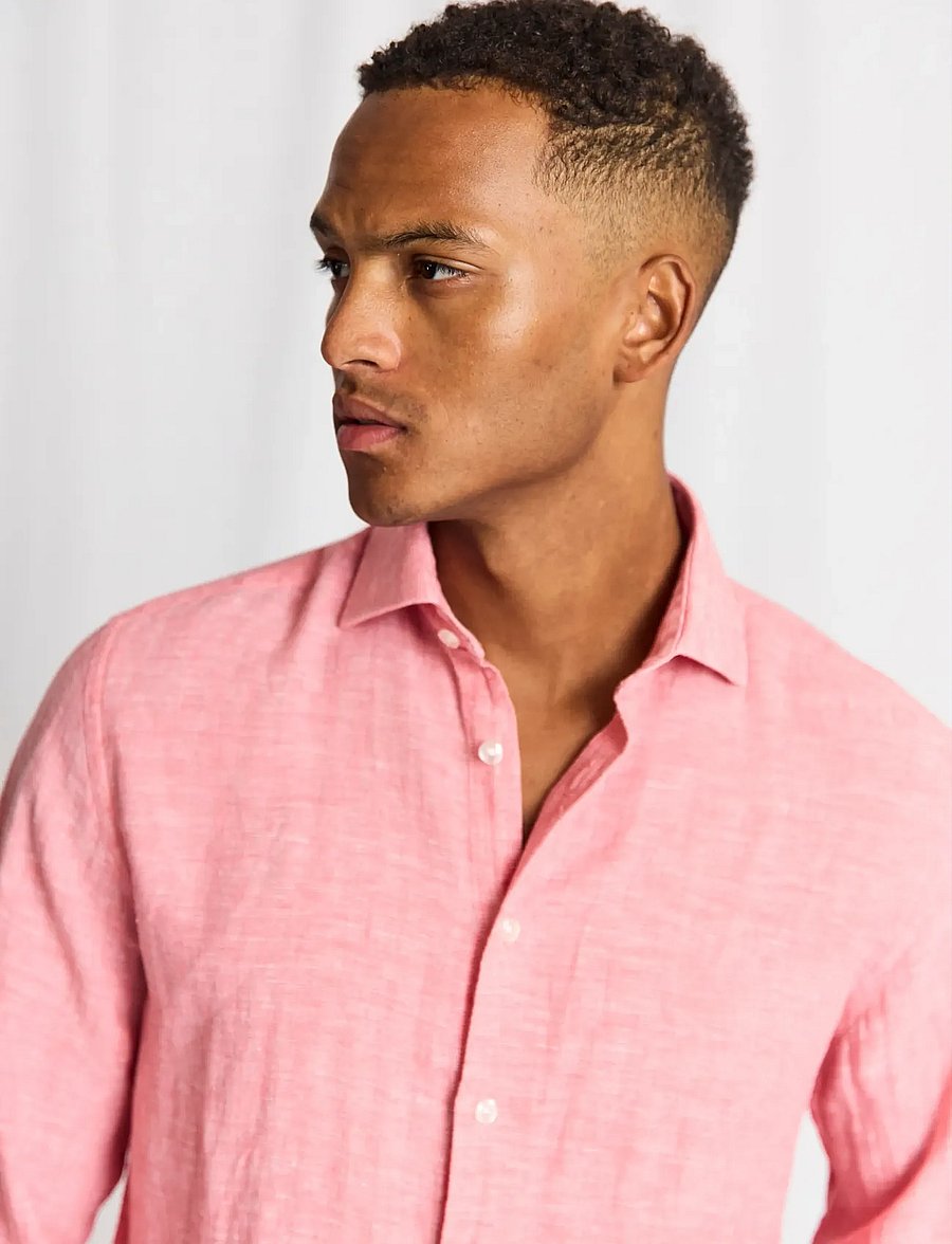 Bruun & Stengade - BS Tahaka Casual Modern Fit Shirt - chemises de lin - pink - 4