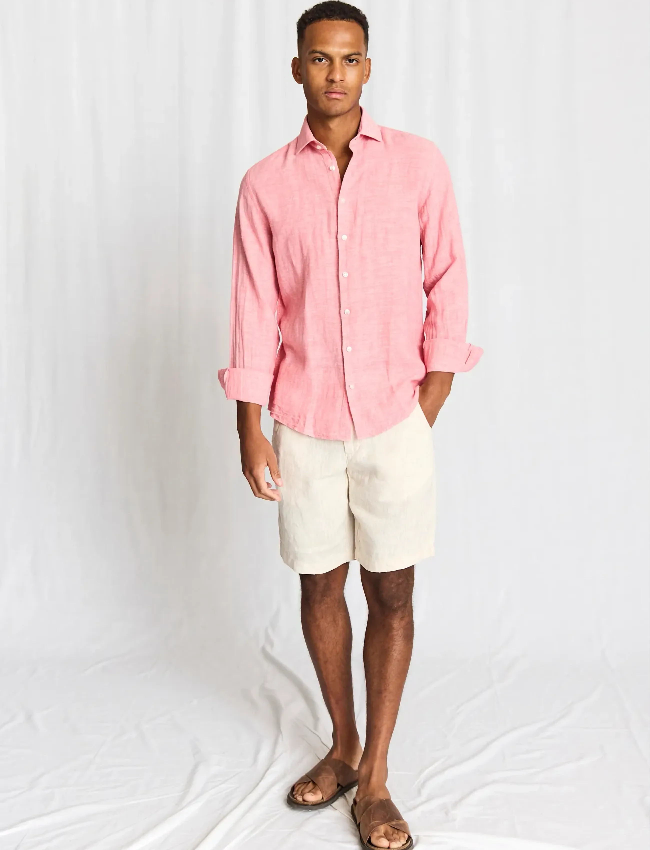 Bruun & Stengade - BS Tahaka Casual Modern Fit Shirt - chemises de lin - pink - 5