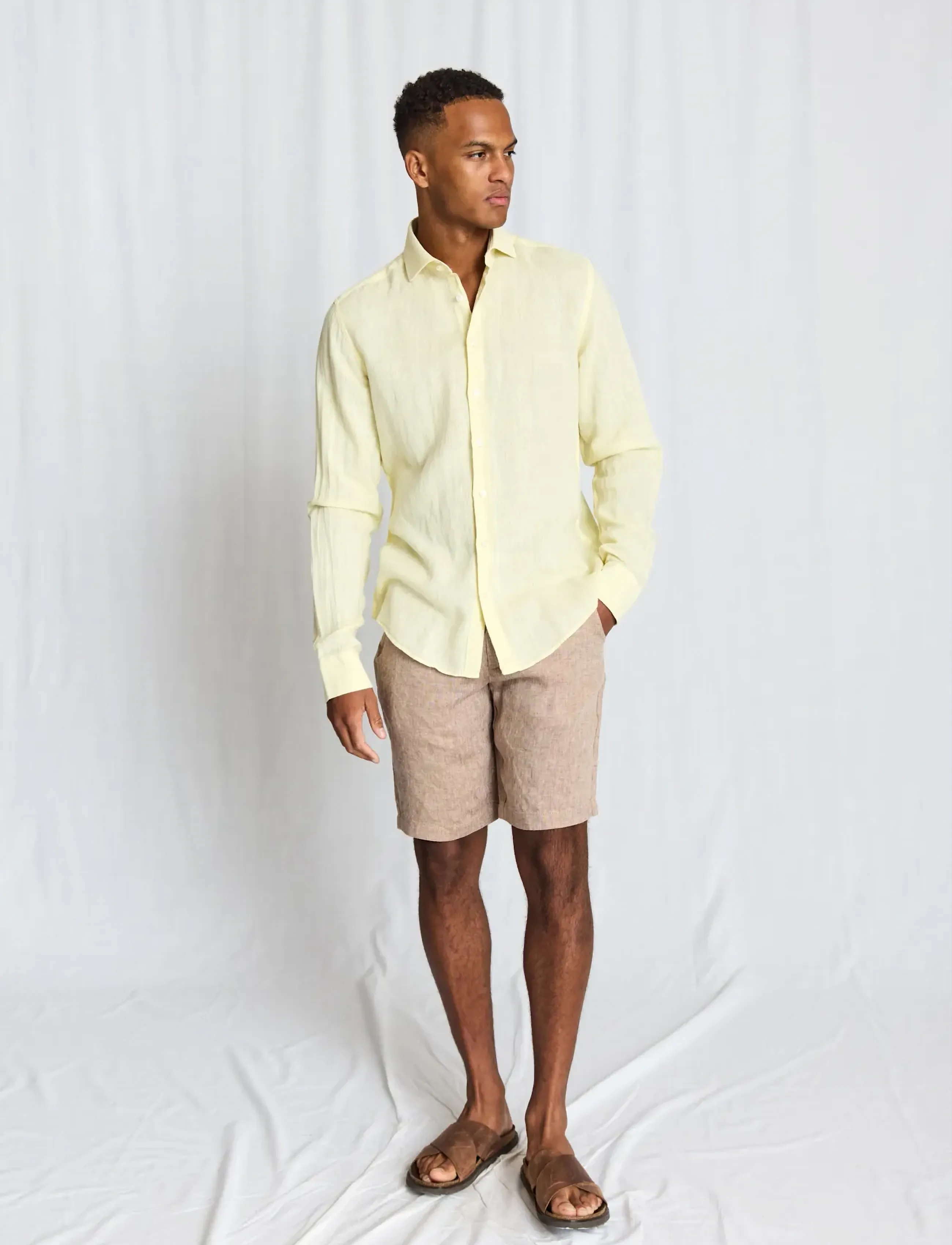 Bruun & Stengade - BS Tahaka Casual Modern Fit Shirt - leinenhemden - yellow - 3