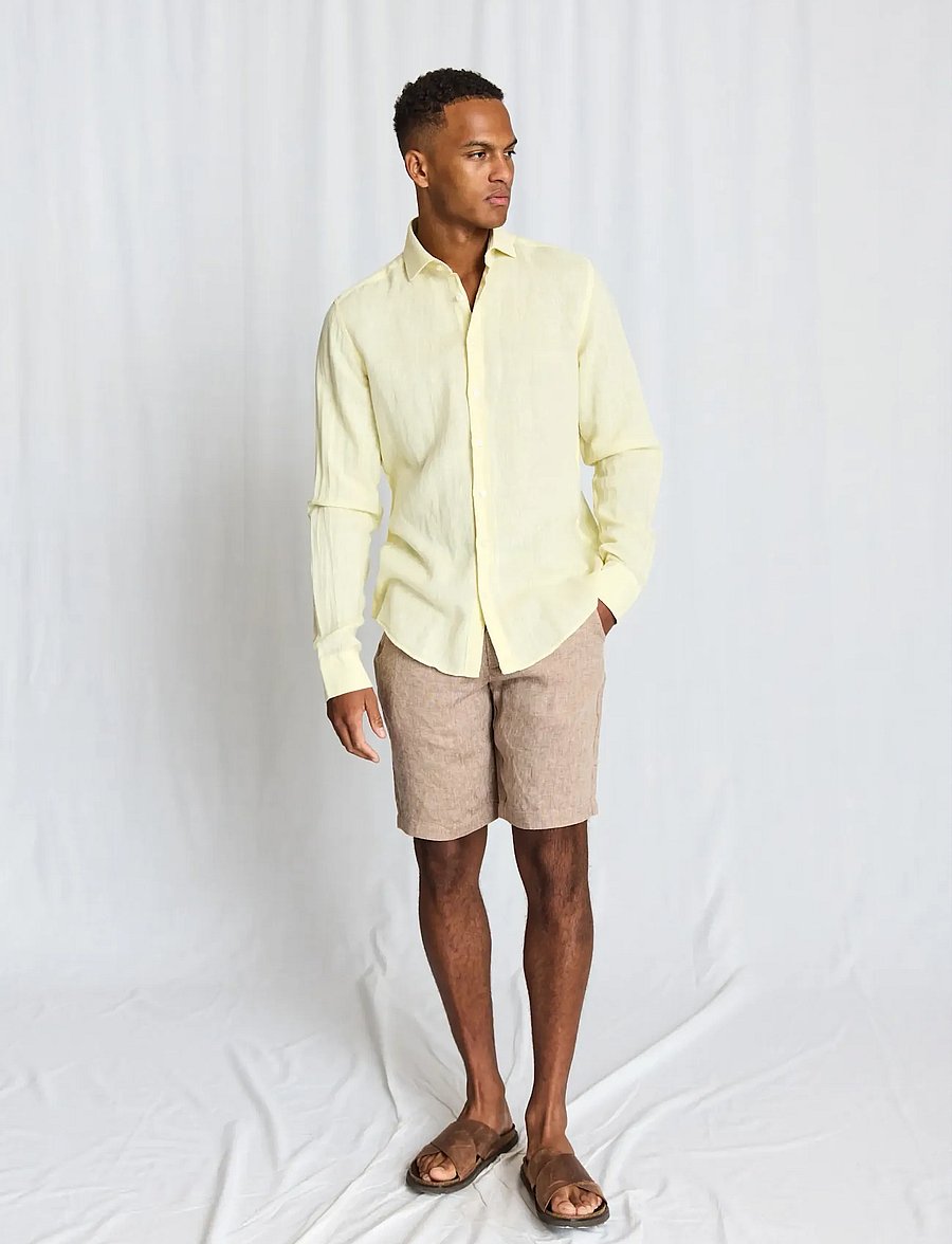 Bruun & Stengade - BS Tahaka Casual Modern Fit Shirt - leinenhemden - yellow - 3