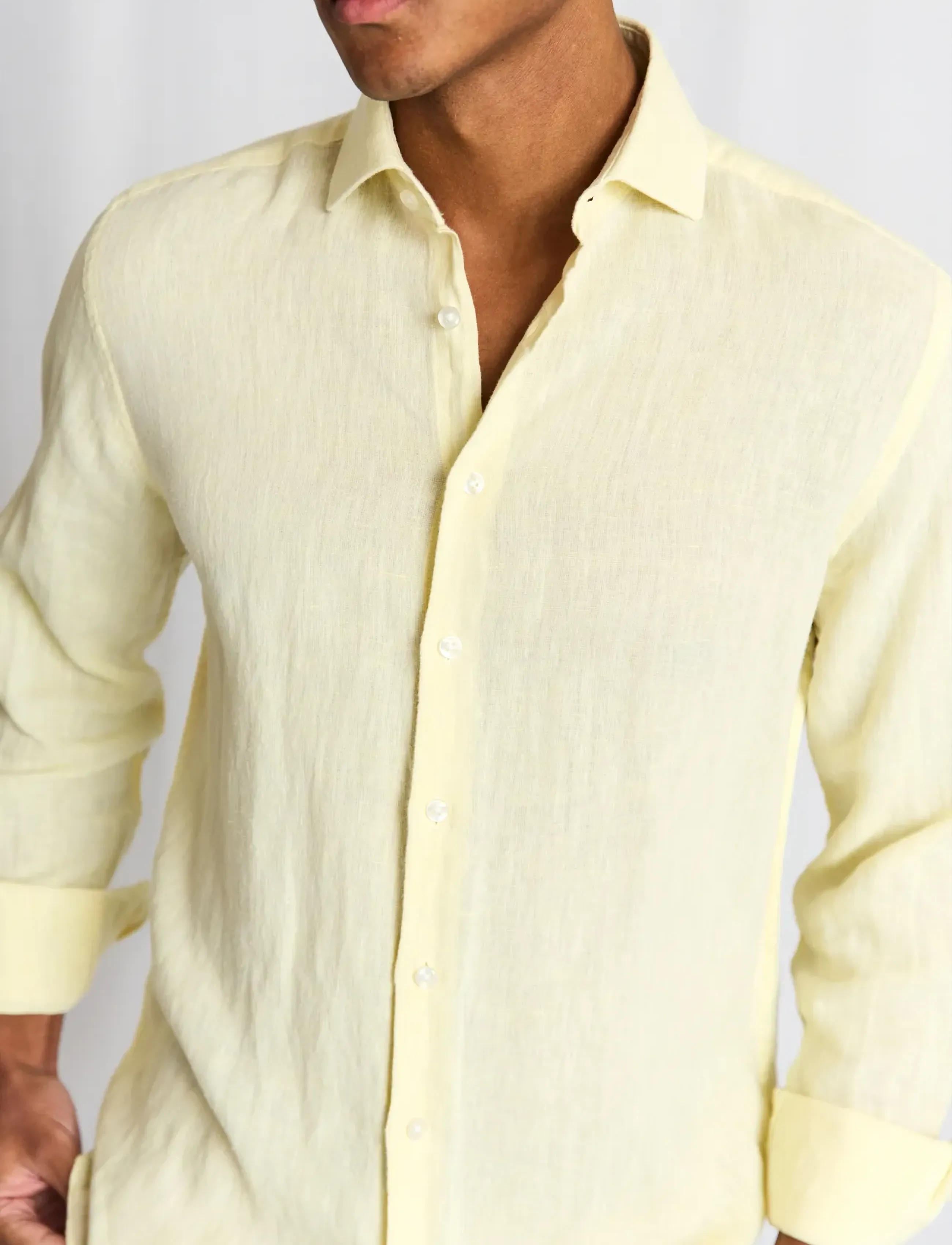 Bruun & Stengade - BS Tahaka Casual Modern Fit Shirt - leinenhemden - yellow - 4