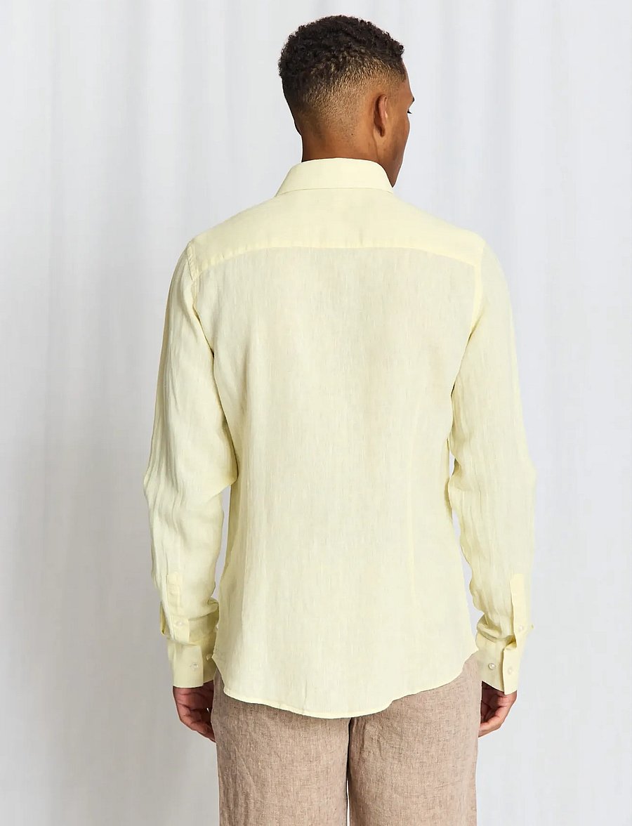 Bruun & Stengade - BS Tahaka Casual Modern Fit Shirt - leinenhemden - yellow - 5