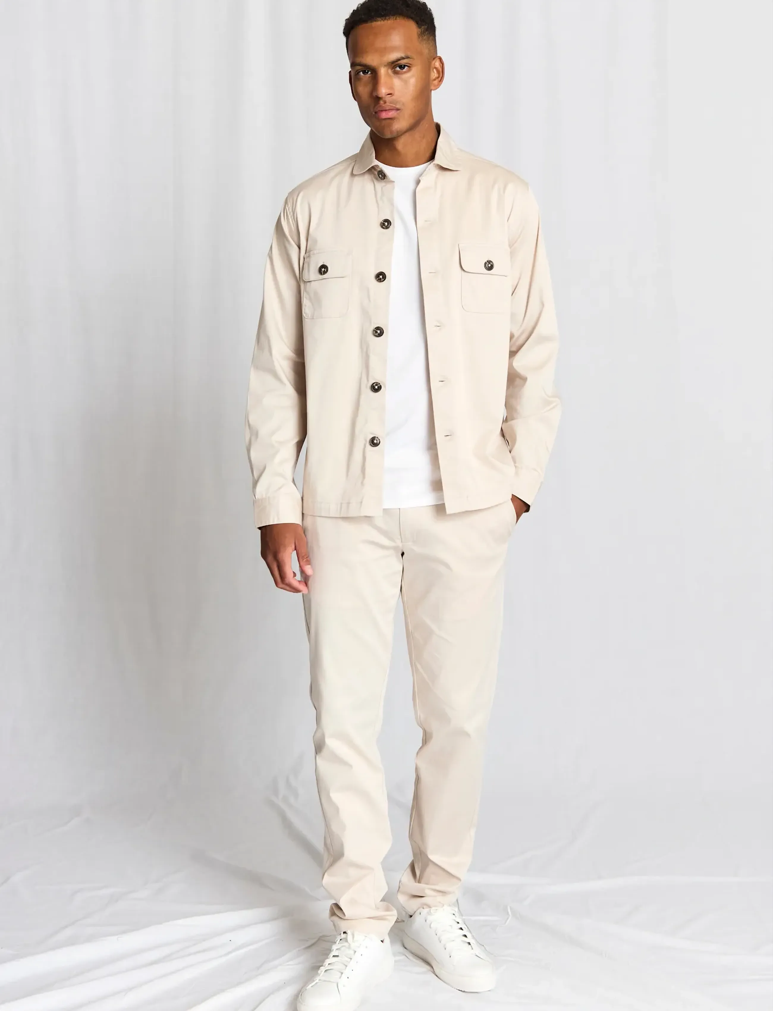 Bruun & Stengade BS Rocco Regular Fit Overshirt - Riided - KIT / beige