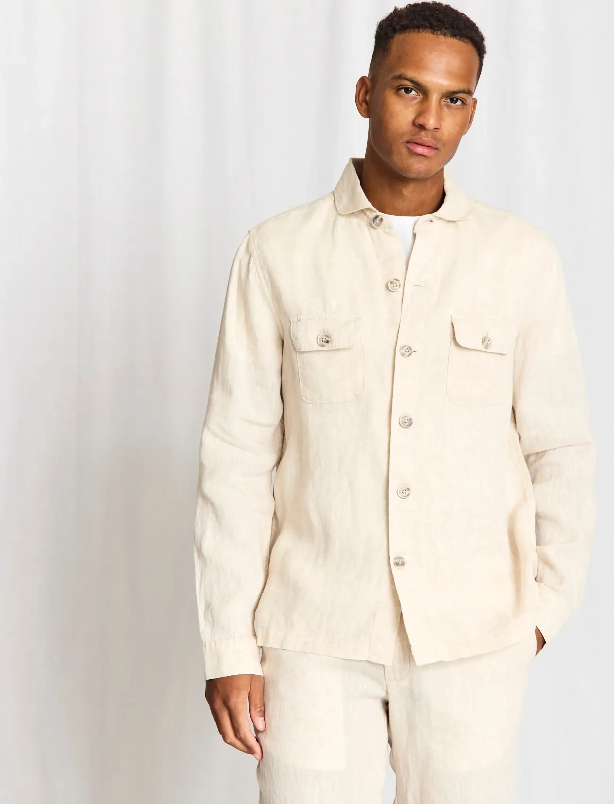 Bruun & Stengade BS Davide Regular Fit Overshirt - Feriefavoritter - SAND / beige