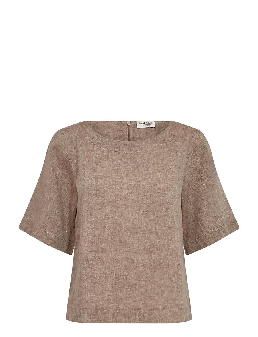 Bruun & Stengade - BS Lucianne Regular Fit Top - leinenhemden - brown - 1