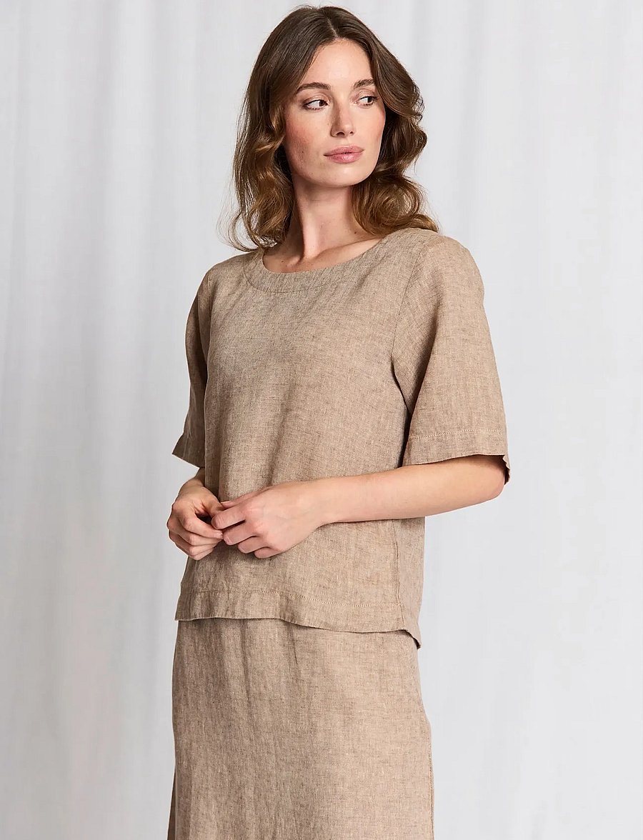 Bruun & Stengade - BS Lucianne Regular Fit Top - leinenhemden - brown - 0