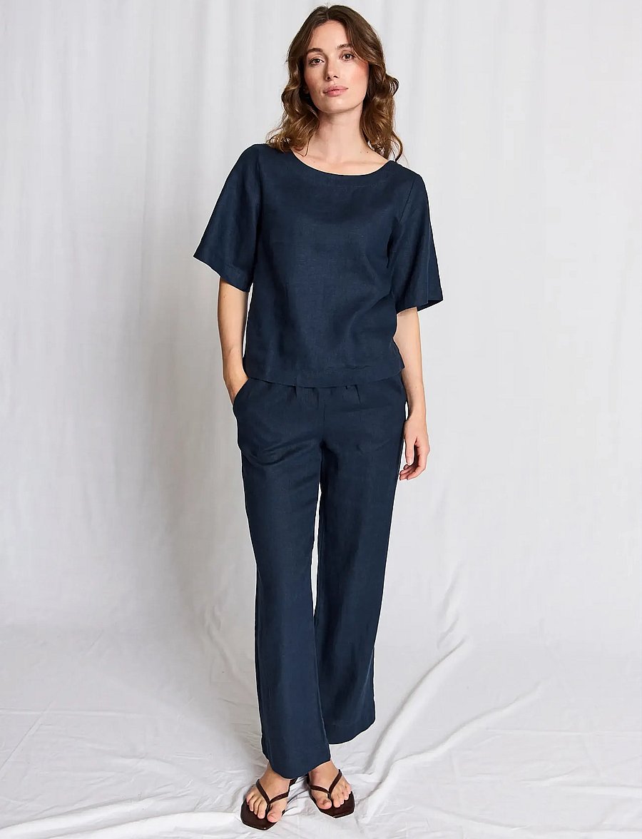 Bruun & Stengade - BS Lucianne Regular Fit Top - leinenhemden - navy - 5