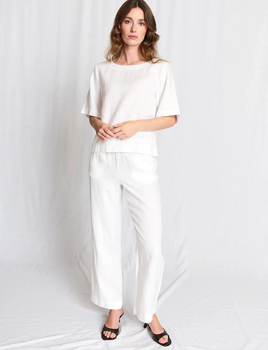 Bruun & Stengade - BS Lucianne Regular Fit Top - leinenhemden - white - 0