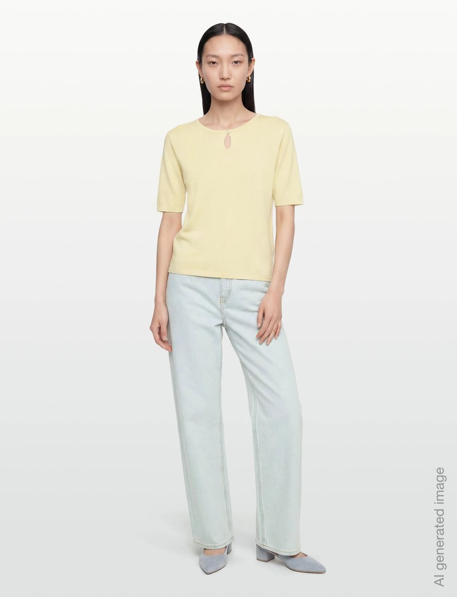 Bruun & Stengade - BS Francesca Regular Fit T-Shirt - t-särgid - dusty yellow - 0