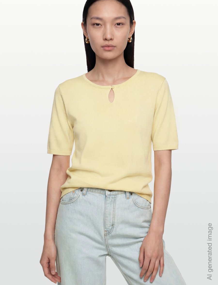 Bruun & Stengade - BS Francesca Regular Fit T-Shirt - t-särgid - dusty yellow - 3