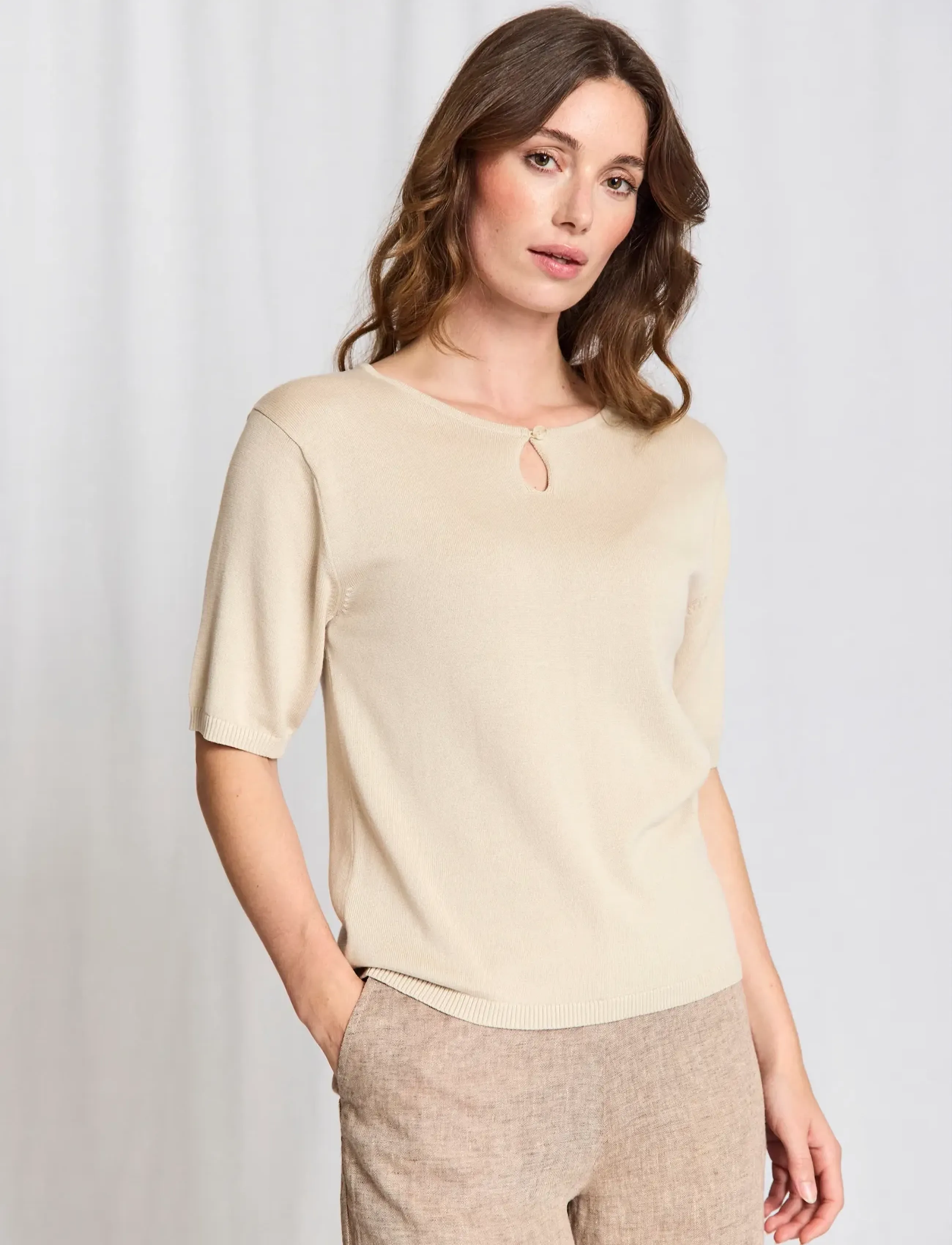 Bruun & Stengade BS Francesca  Regular Fit T-Shirt - T-shirts - OYSTER GRAY / beige