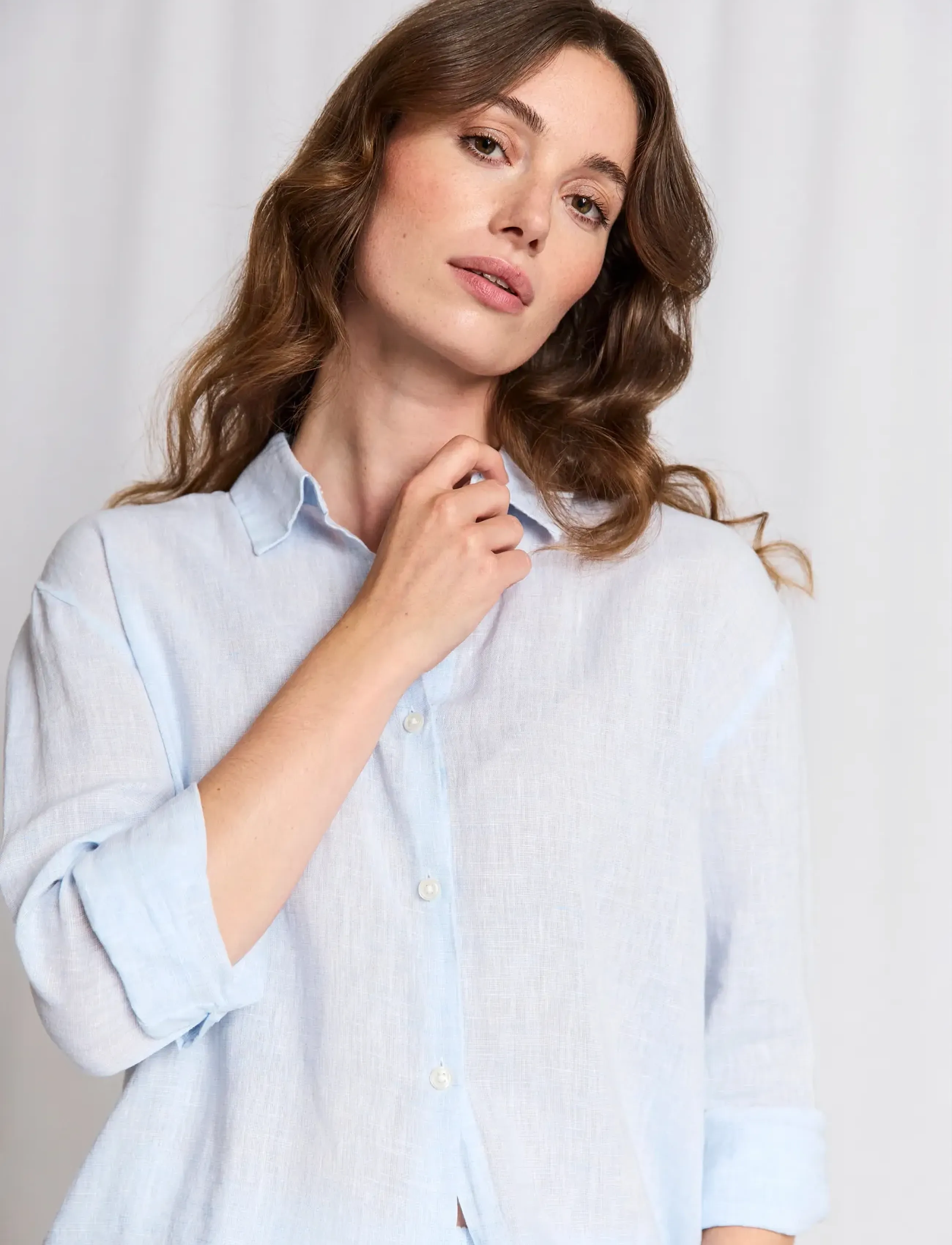 Bruun & Stengade - BS Marietta Regular Fit Shirt - long-sleeved shirts - sky - 5