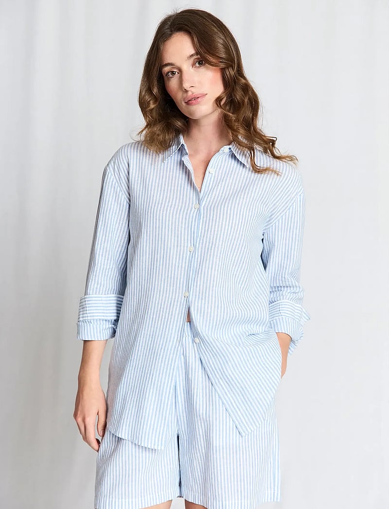 Bruun & Stengade - BS Marietta Regular Fit Shirt - langärmlige hemden - light blue/white - 0