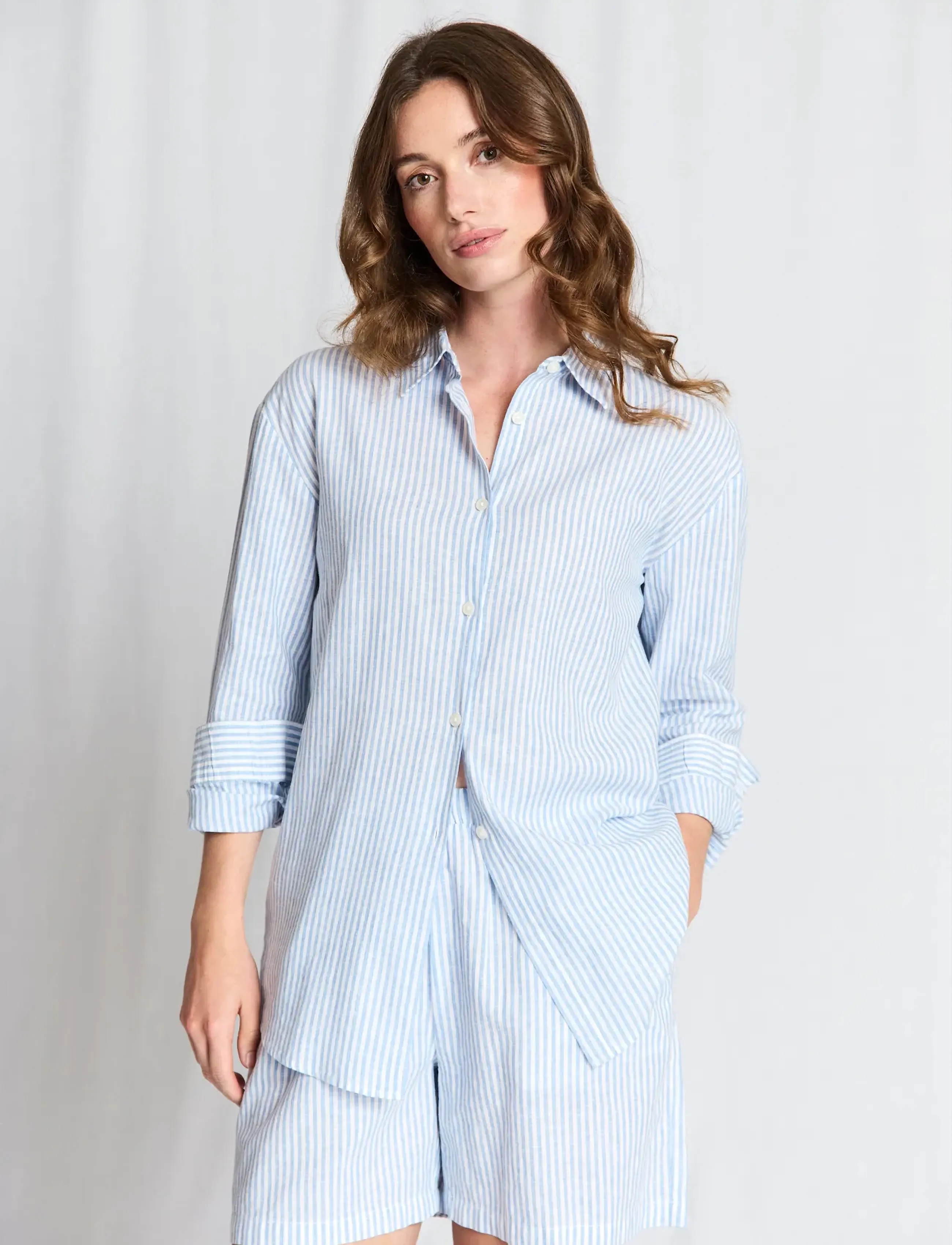 Bruun & Stengade BS Marietta Regular Fit Shirt - Shirts - LIGHT BLUE/WHITE / blue