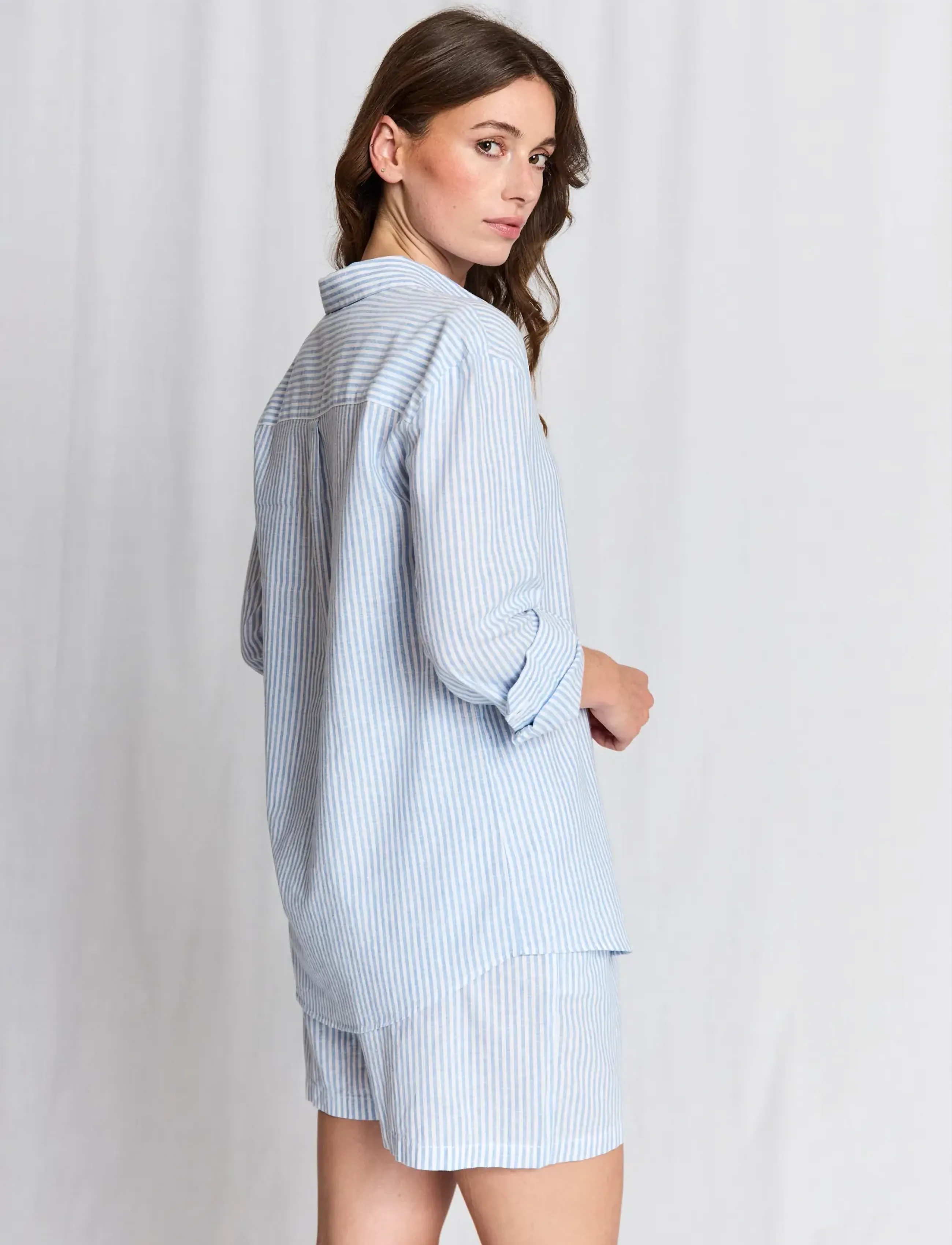 Bruun & Stengade - BS Marietta Regular Fit Shirt - long-sleeved shirts - light blue/white - 5