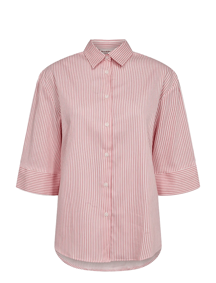 Bruun & Stengade - BS Talia Regular Fit Shirt - langärmlige hemden - lipstick red/white - 1