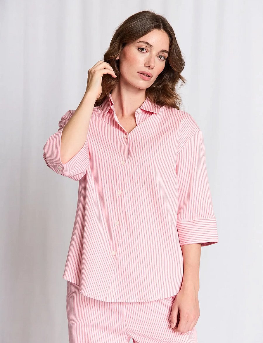 Bruun & Stengade - BS Talia Regular Fit Shirt - langärmlige hemden - lipstick red/white - 0