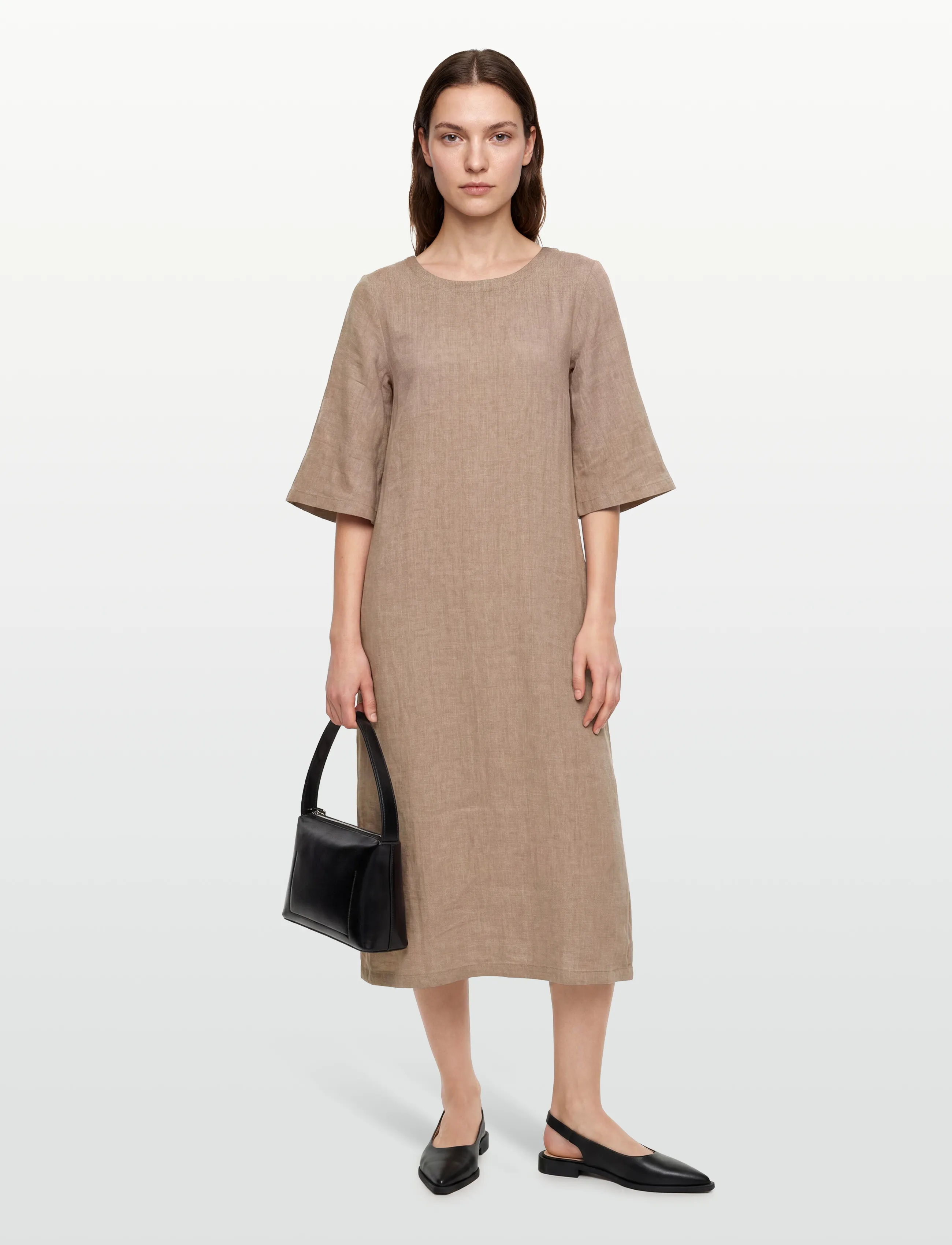Bruun & Stengade - BS Kairah Regular Fit Dress - t-shirt-kleider - brown - 0