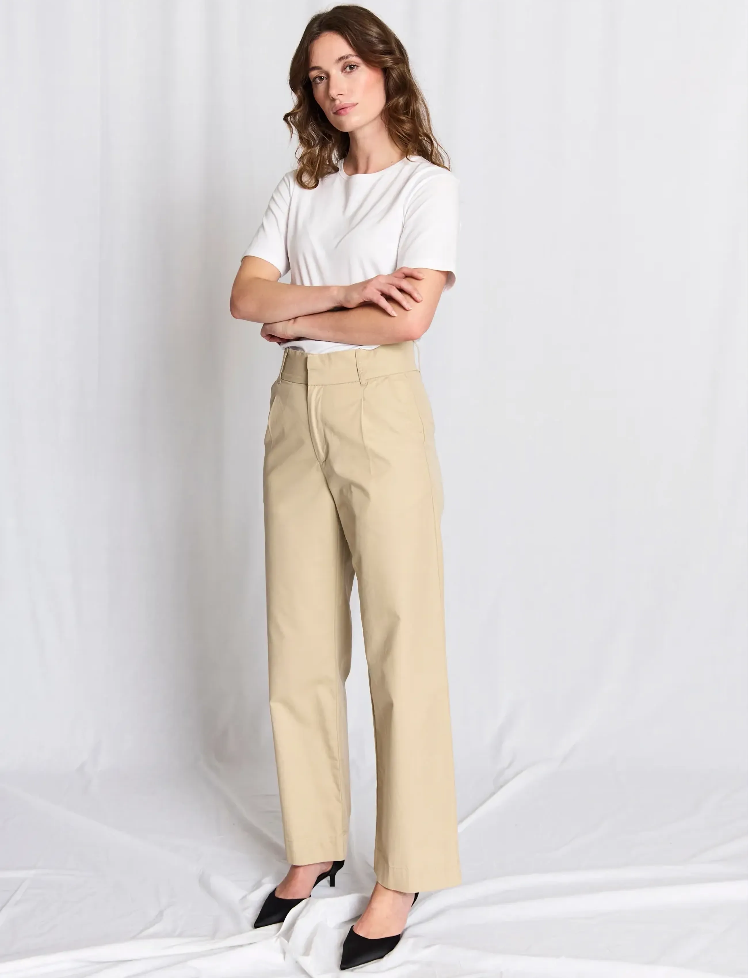 Bruun & Stengade Bs Bella Regular Fit Pants, 36, Trousers, Beige - Chinos, Frauen