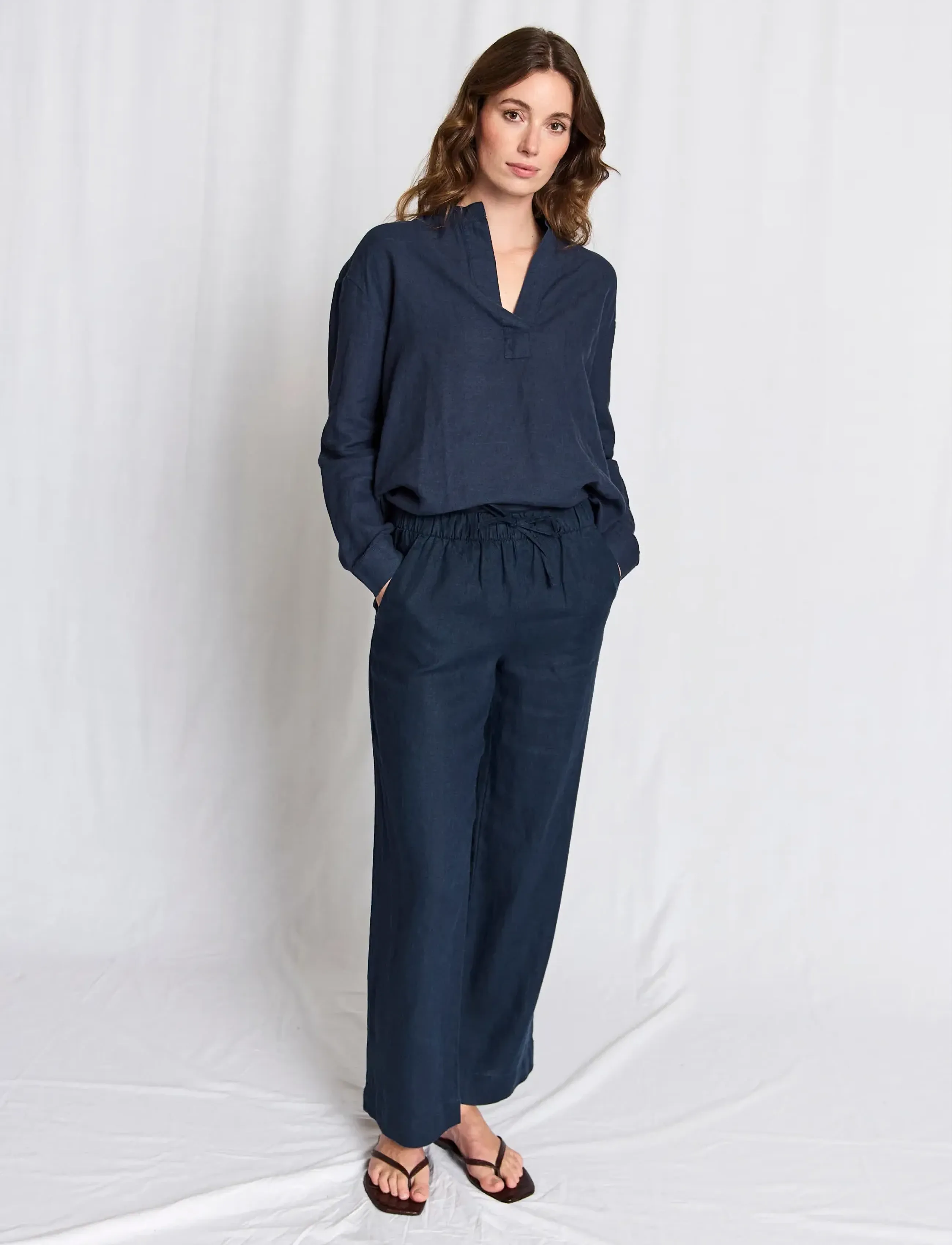 Bruun & Stengade - BS Betty Pants - spodnie lniane - navy - 5